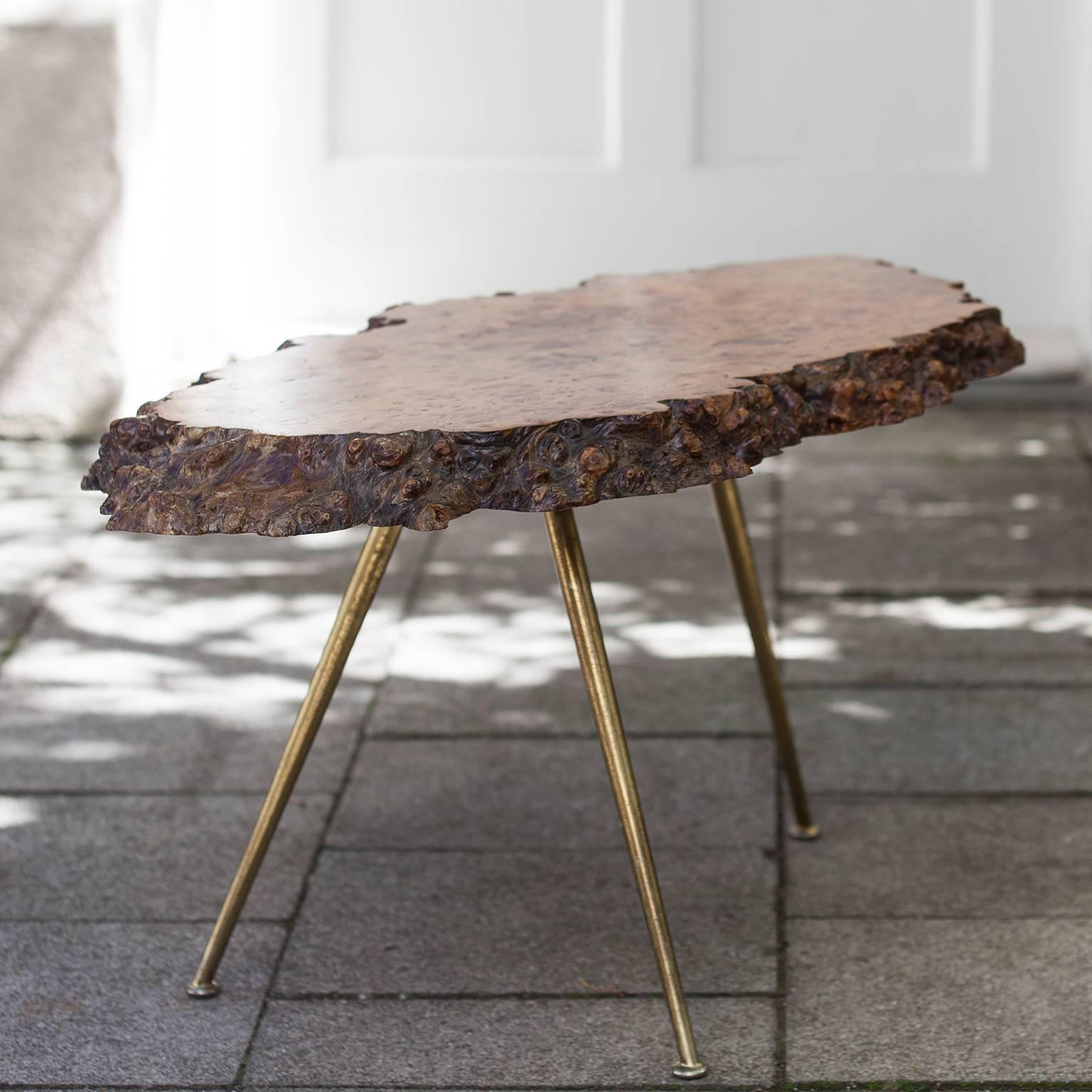 Nakachima Style Burl Wood Tripod Side Table 1