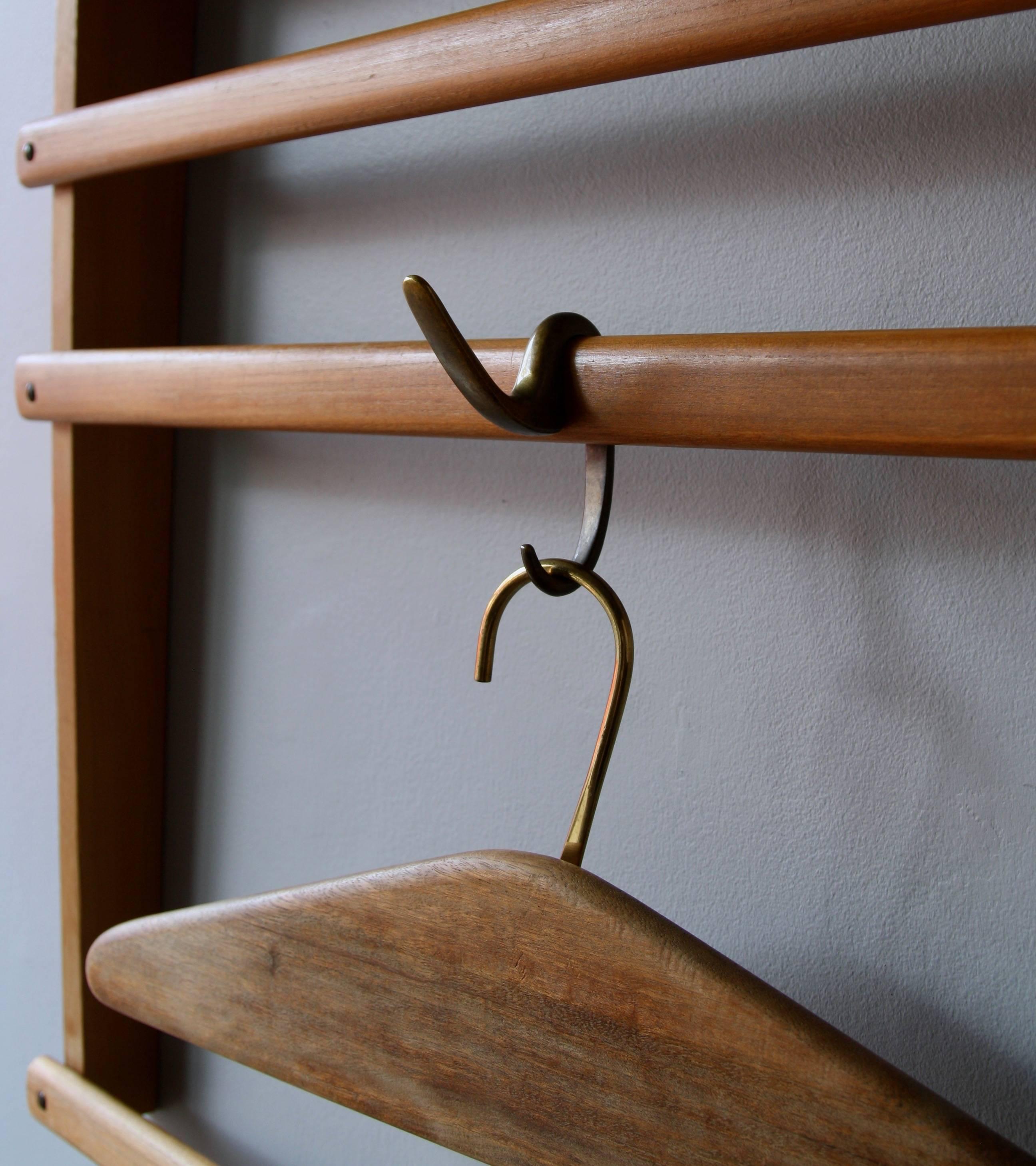 Carl Auböck Vintage 1950s Wall-Mounted Wardrobe with Five-Hooks and Coat Hanger 3