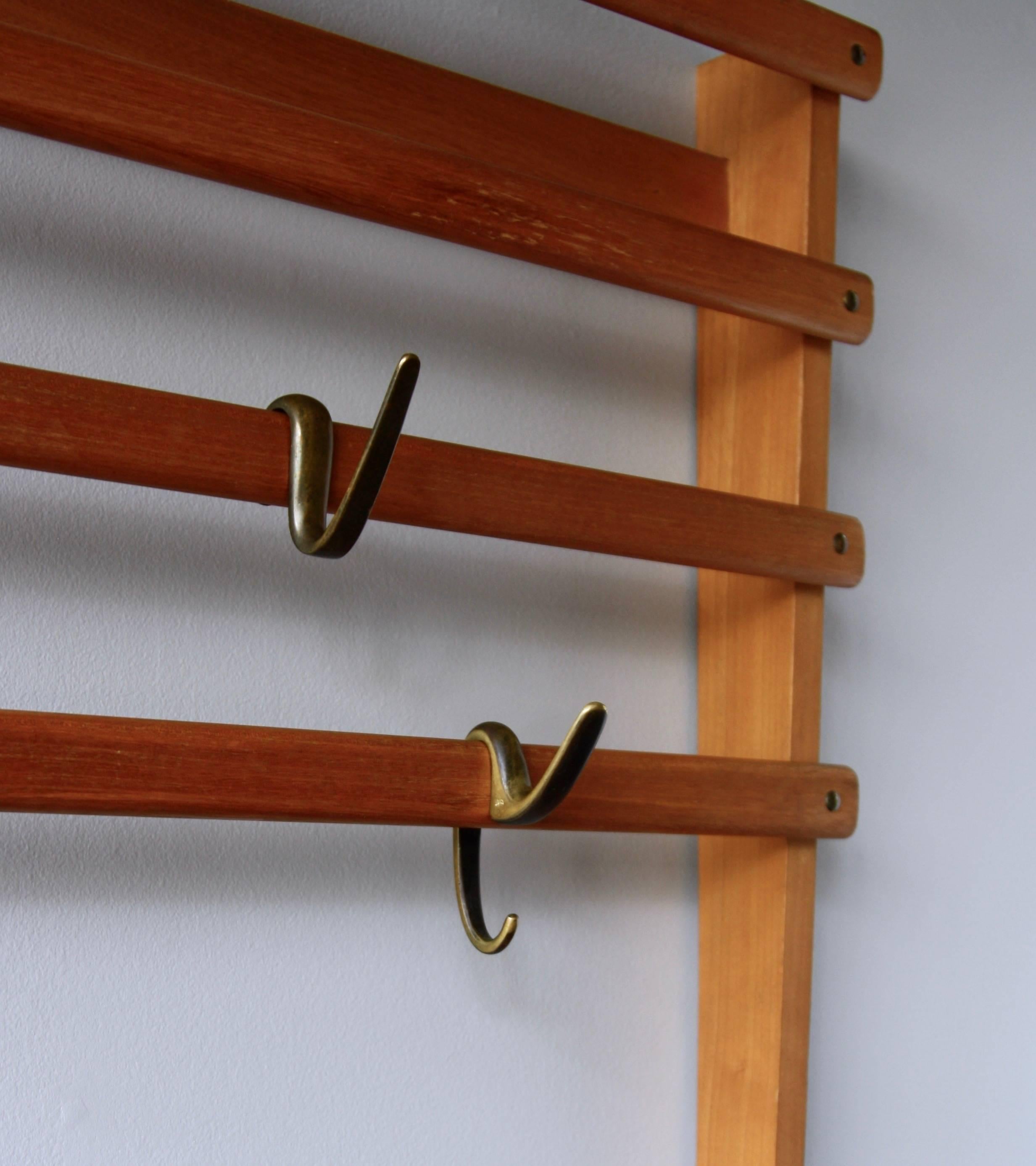 Carl Auböck Vintage 1950s Wall-Mounted Wardrobe with Five-Hooks and Coat Hanger 4