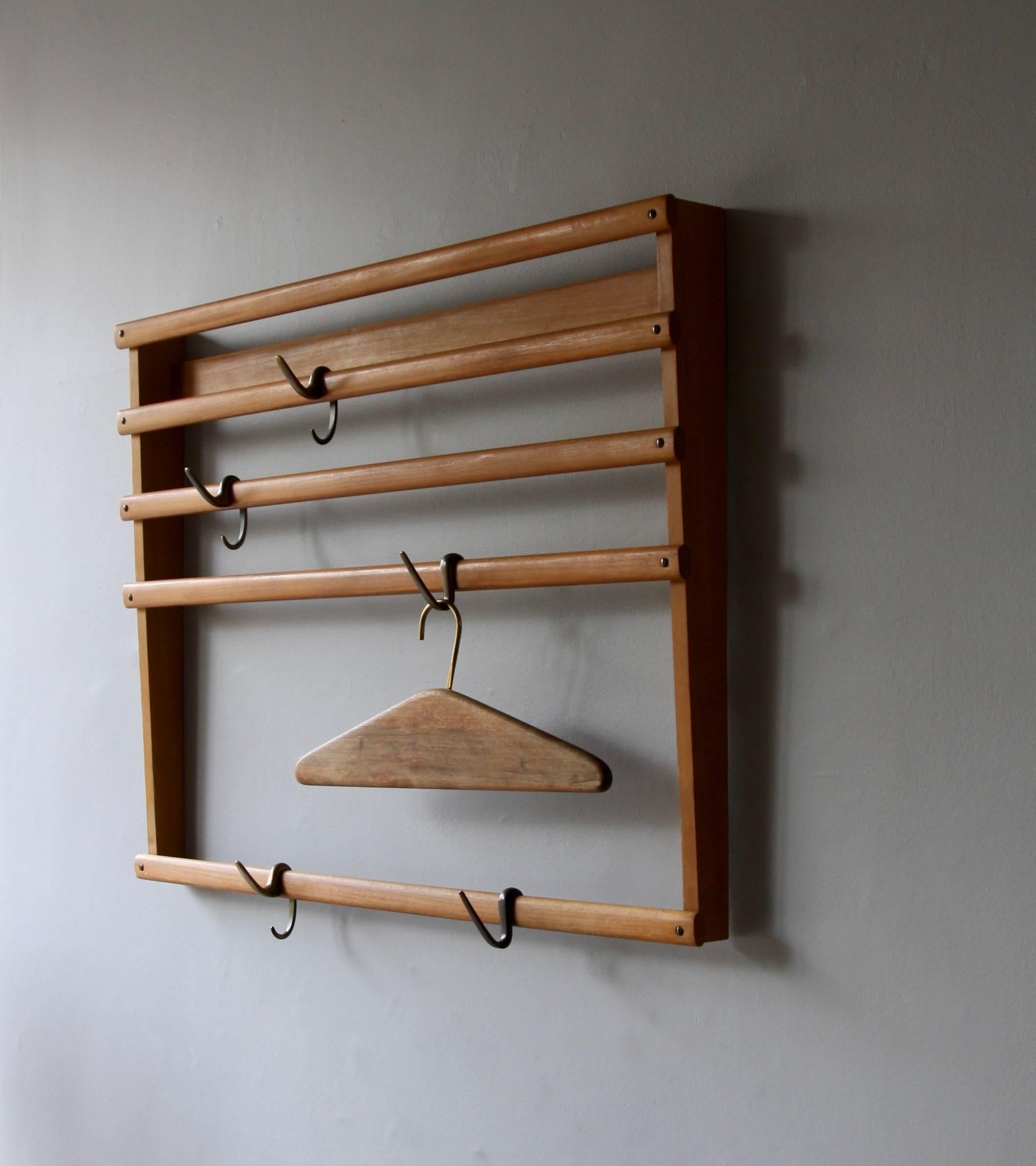 Carl Auböck Vintage 1950s Wall-Mounted Wardrobe with Five-Hooks and Coat Hanger 6