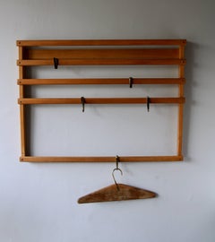 Carl Auböck Vintage 1950s Wall-Mounted Wardrobe with Five-Hooks and Coat Hanger