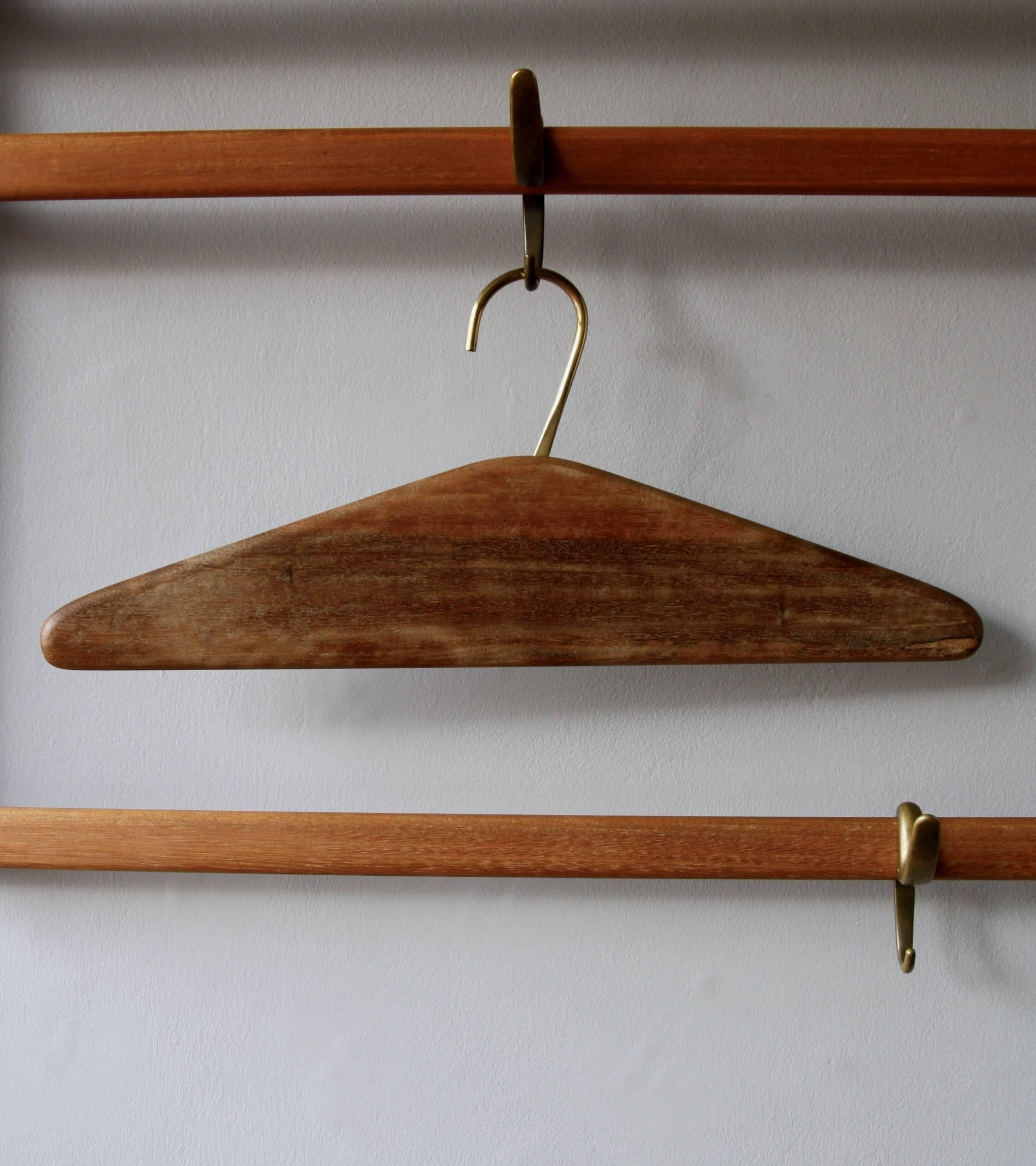 Carl Auböck Vintage 1950s Wall-Mounted Wardrobe with Five-Hooks and Coat Hanger 1
