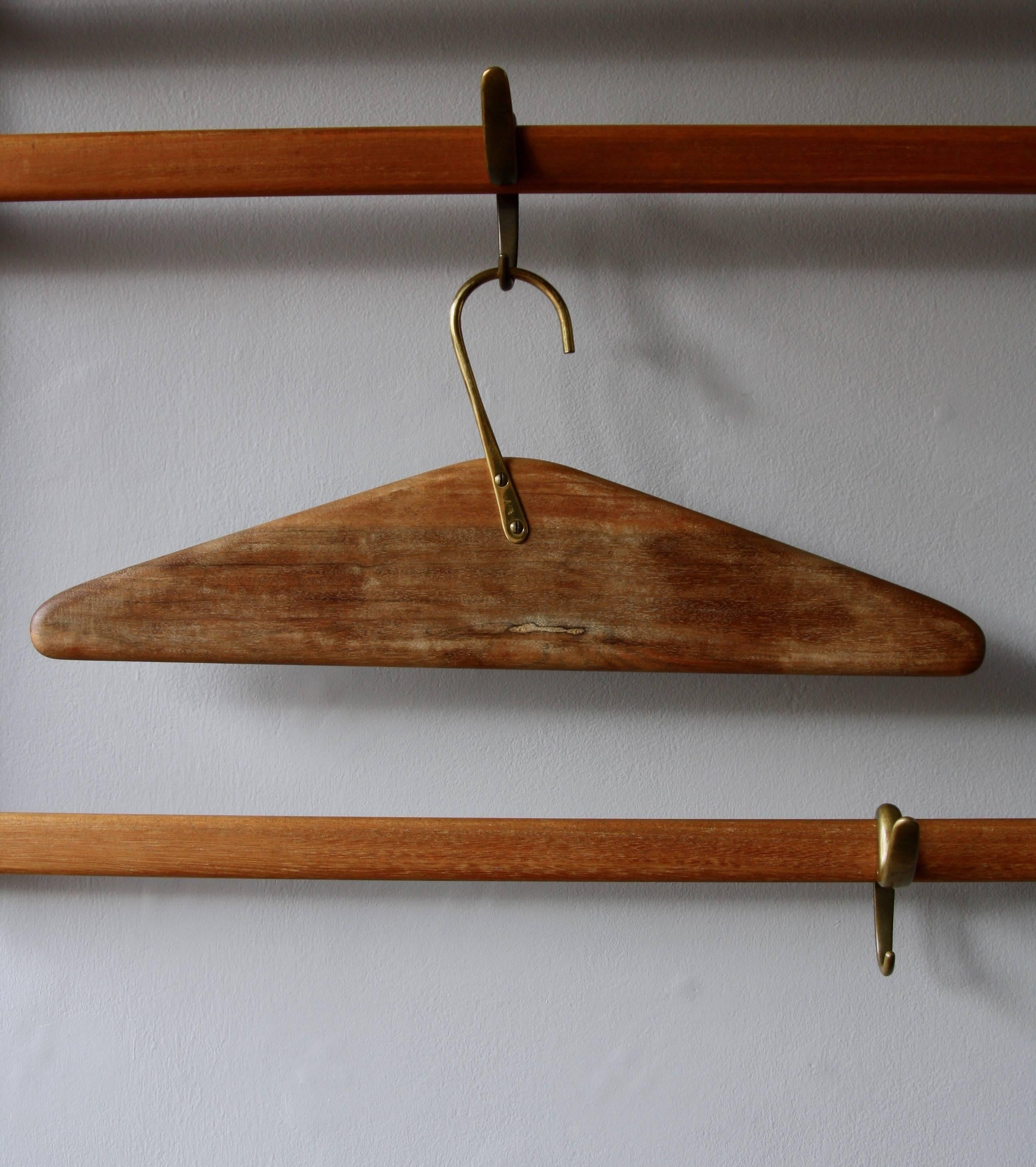 Carl Auböck Vintage 1950s Wall-Mounted Wardrobe with Five-Hooks and Coat Hanger 2
