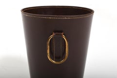 Carl Auböck 1950s Brown Leather Waste Paper Basket