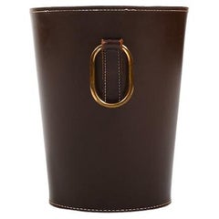 Retro Carl Auböck 1950s Brown Leather Waste Paper Basket