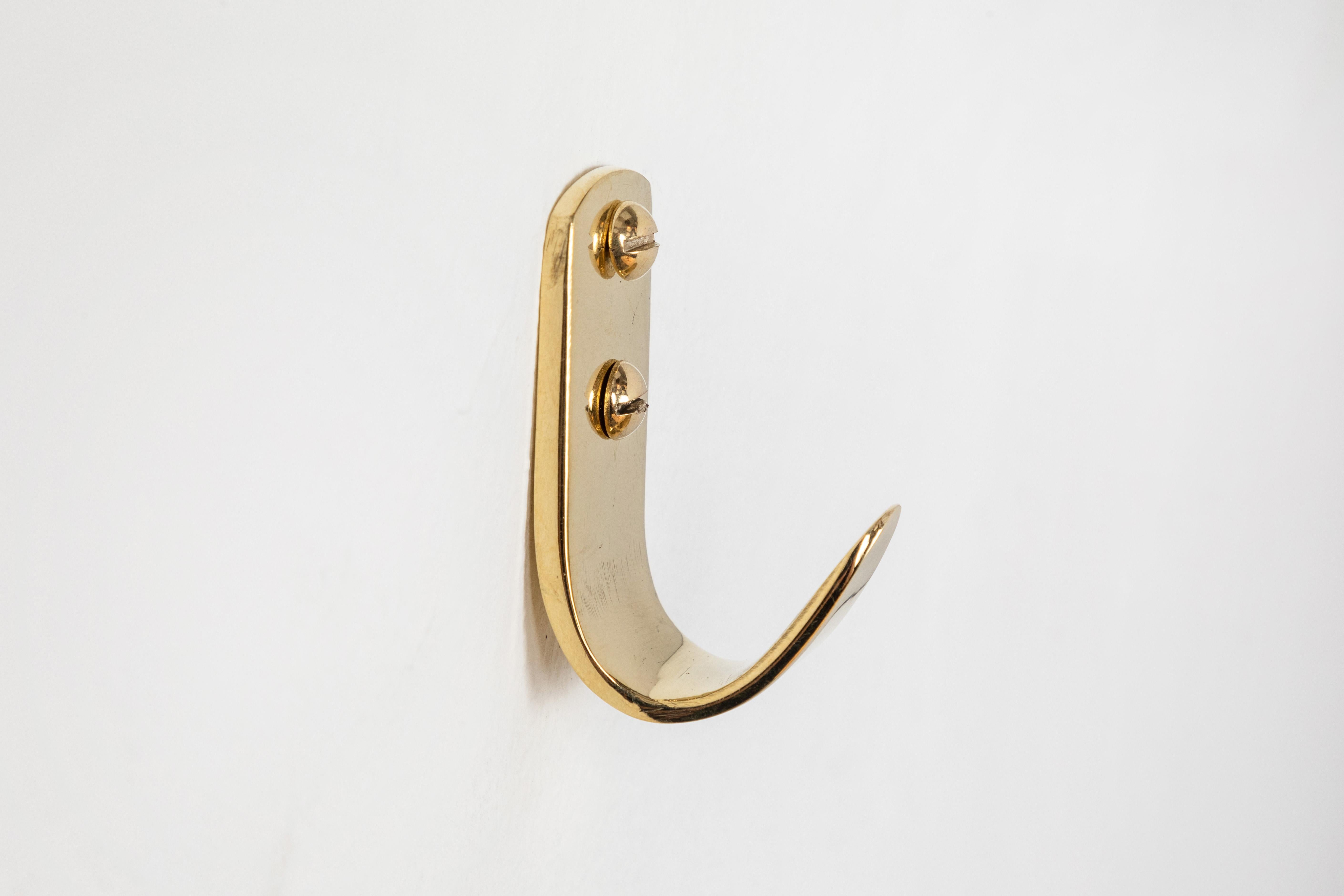 Contemporary Carl Auböck #4330/1 Polished Brass Hook For Sale