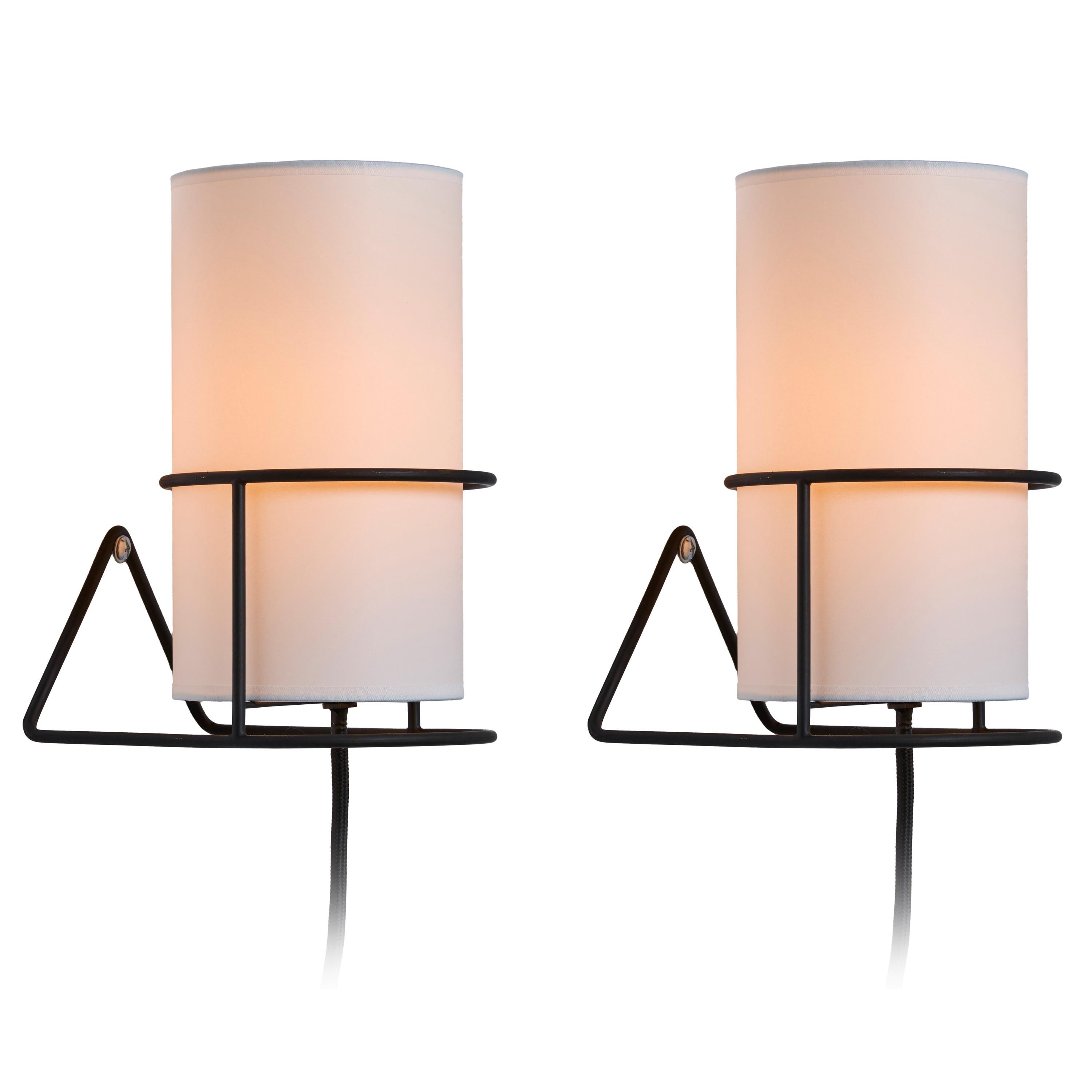 Carl Auböck '4723' Patinated Brass Plug-In Wall Light With White Shade