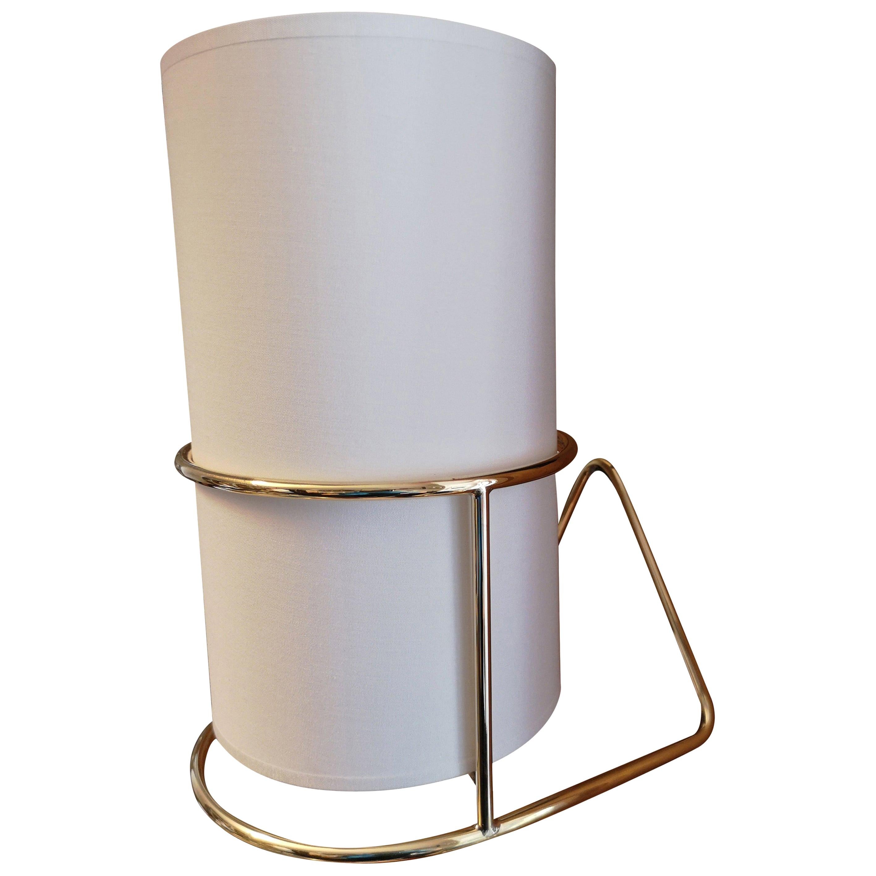 Carl Auböck '4723' Polished Brass Plug-In Wall Light with White Shade For Sale