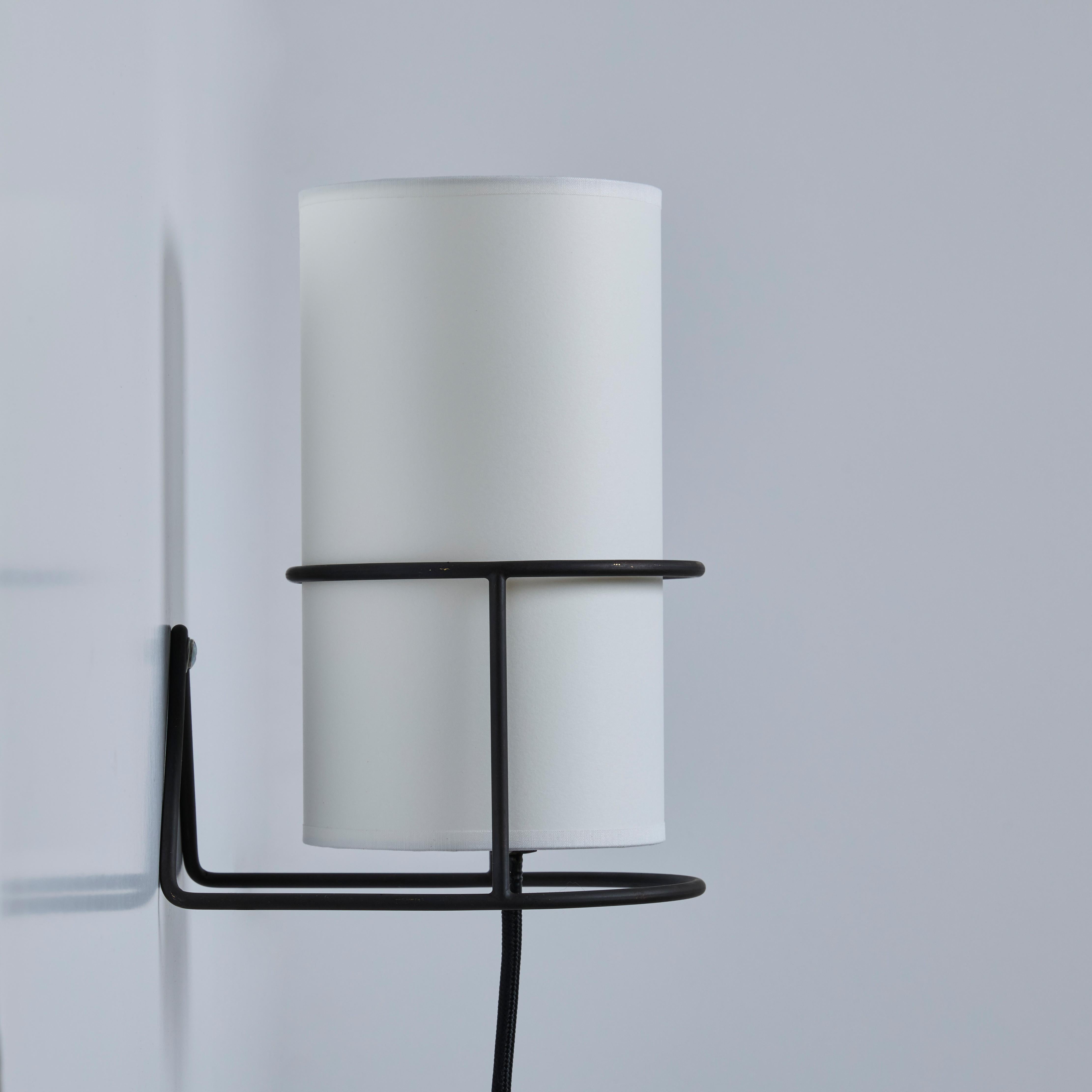 Mid-Century Modern Carl Auböck '4723' Patinated Brass Plug-In Wall Light With White Shade For Sale