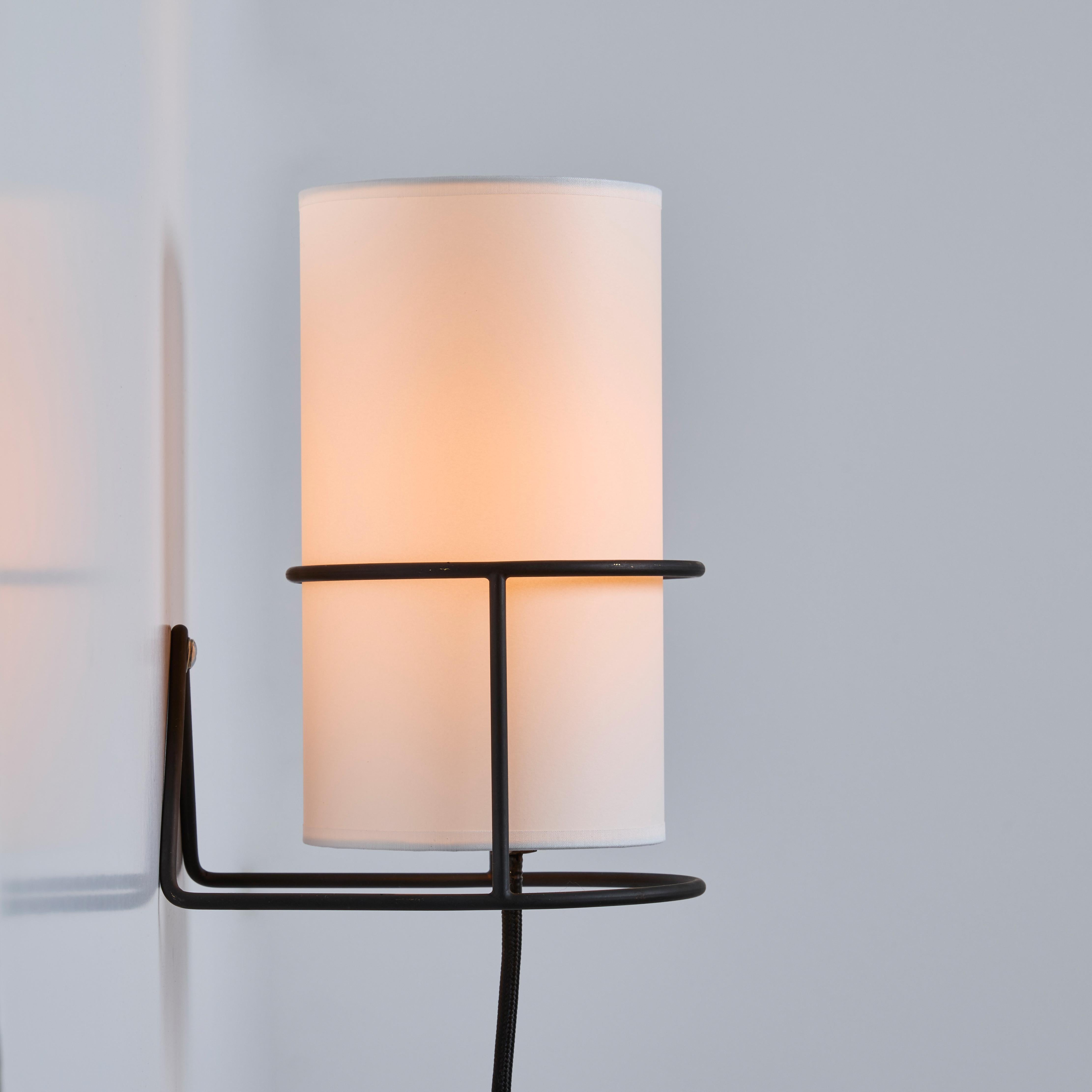 Austrian Carl Auböck '4723' Patinated Brass Plug-In Wall Light With White Shade For Sale
