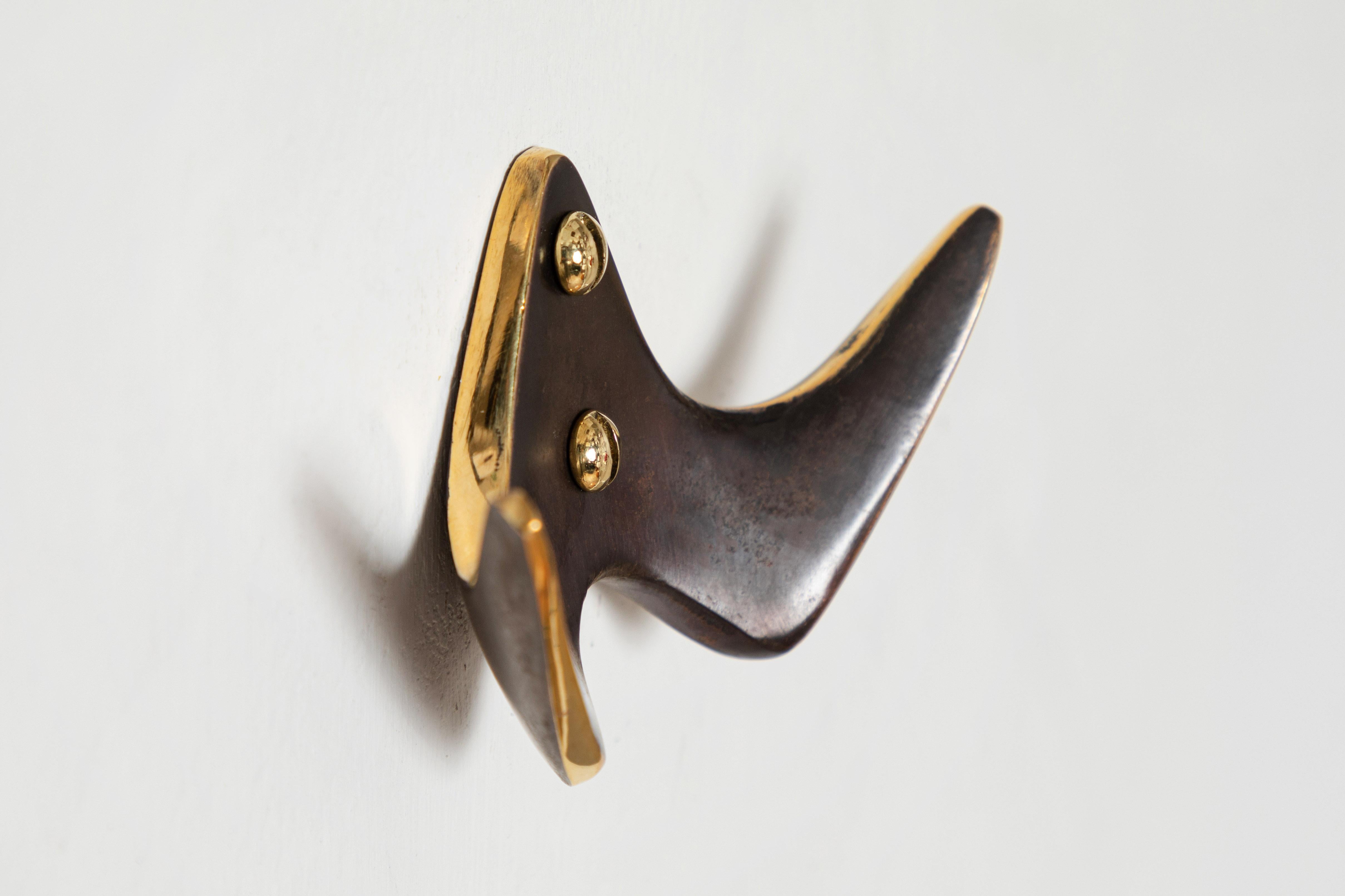 Austrian Carl Auböck #4995 Patinated Brass Hook For Sale