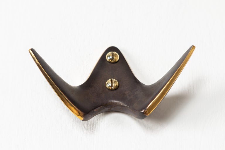 Carl Auböck #4995 Patinated Brass Hook In New Condition For Sale In Glendale, CA