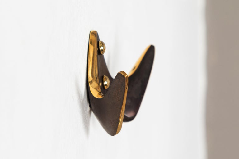 Contemporary Carl Auböck #4995 Patinated Brass Hook For Sale