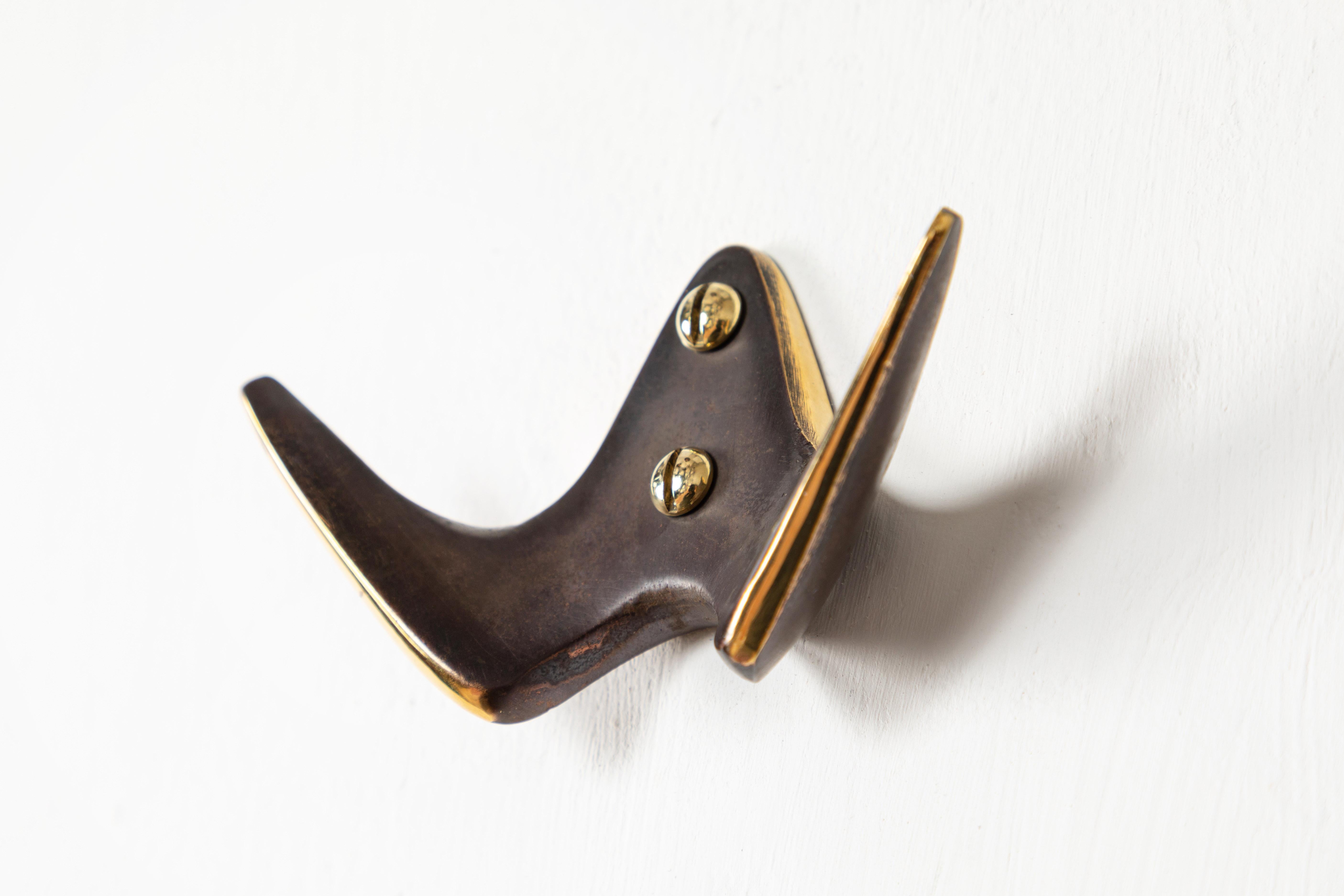 Carl Auböck #4995 Patinated Brass Hook For Sale 1