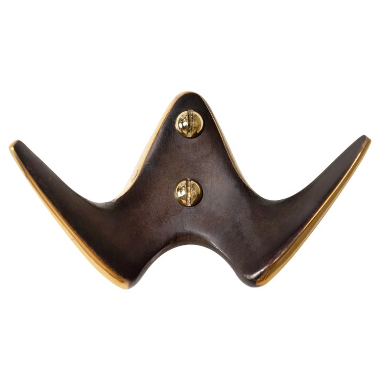 Carl Auböck #4995 Patinated Brass Hook For Sale