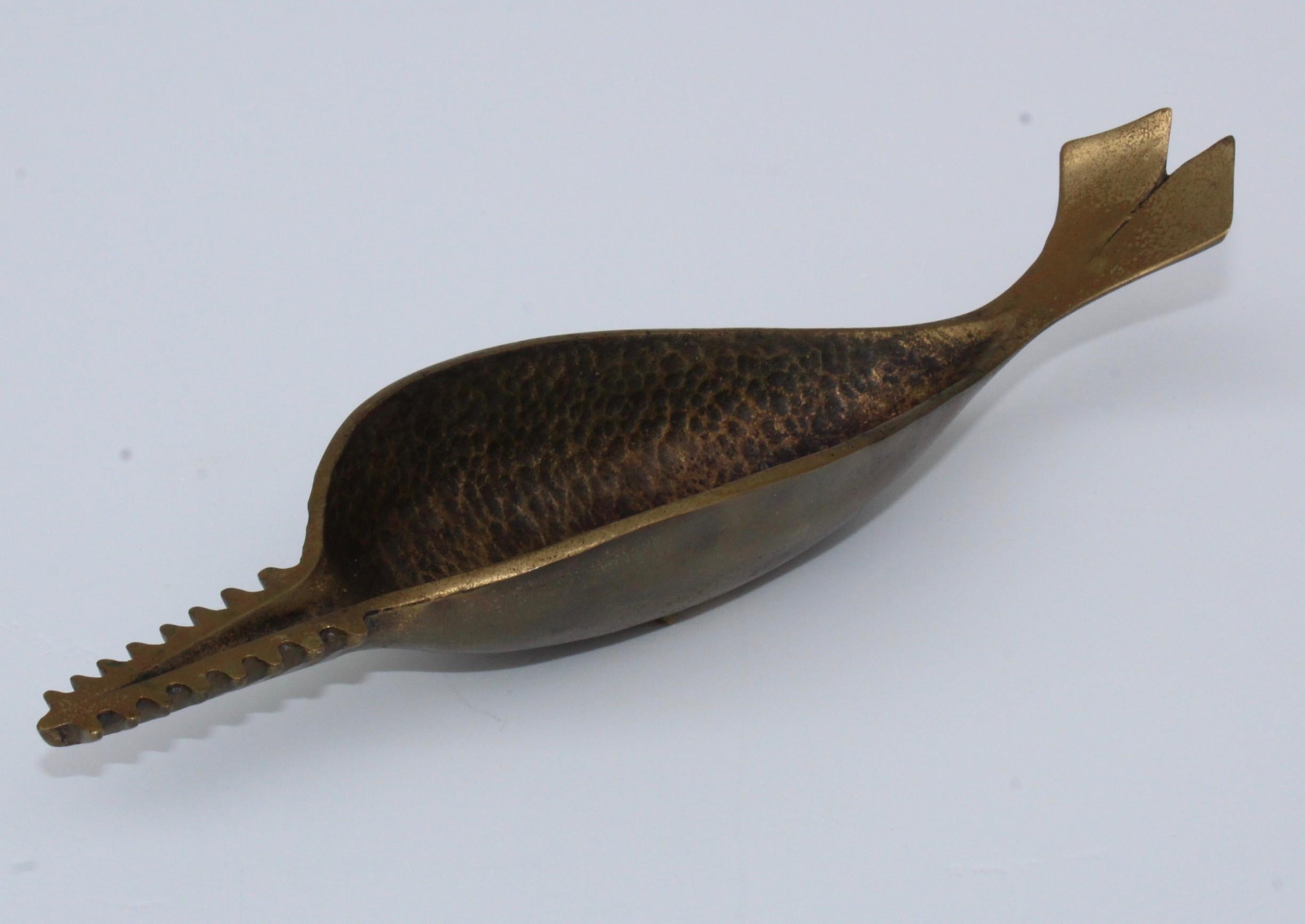Mid-Century Modern Carl Auböck Attributed Brass Fish Ashtray