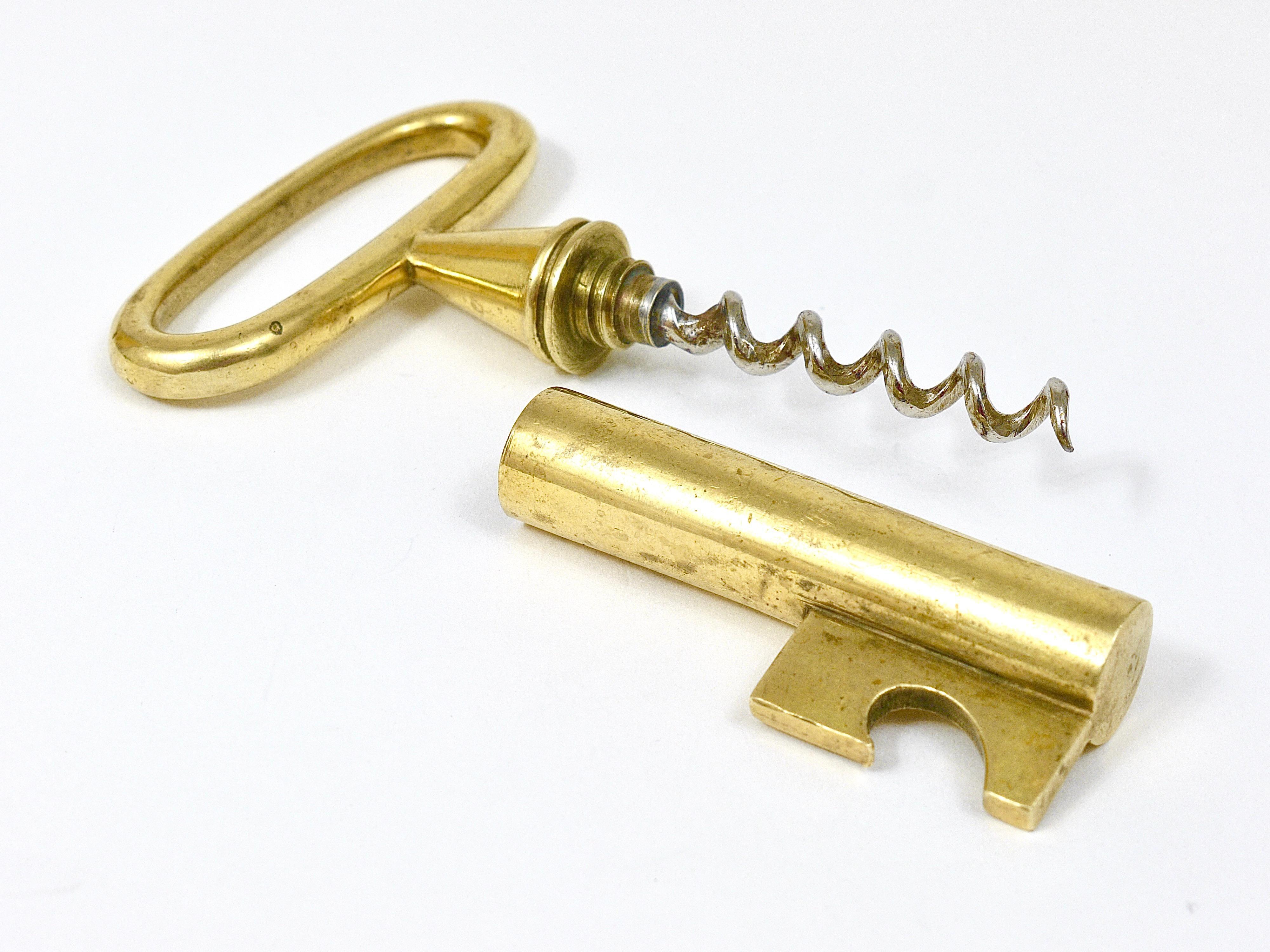 Carl Aubock Big Brass Key Cork Screw, Bottle Opener, Paperweight, Austria, 1950s For Sale 6