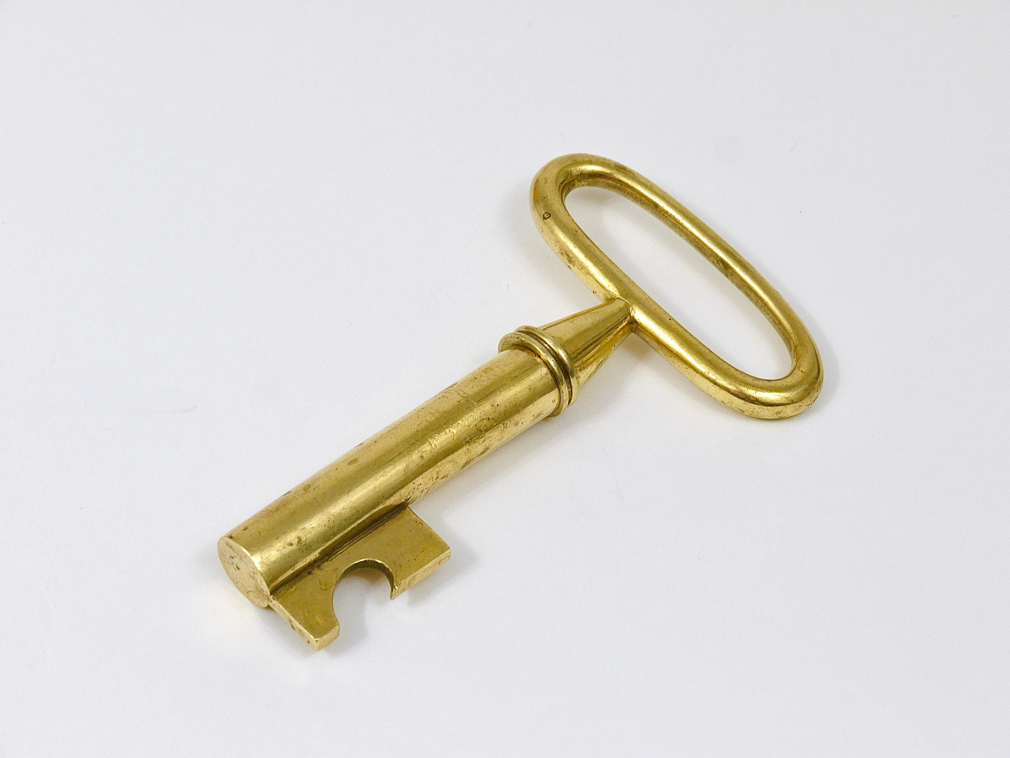 Carl Aubock Big Brass Key Cork Screw, Bottle Opener, Paperweight, Austria, 1950s For Sale 1