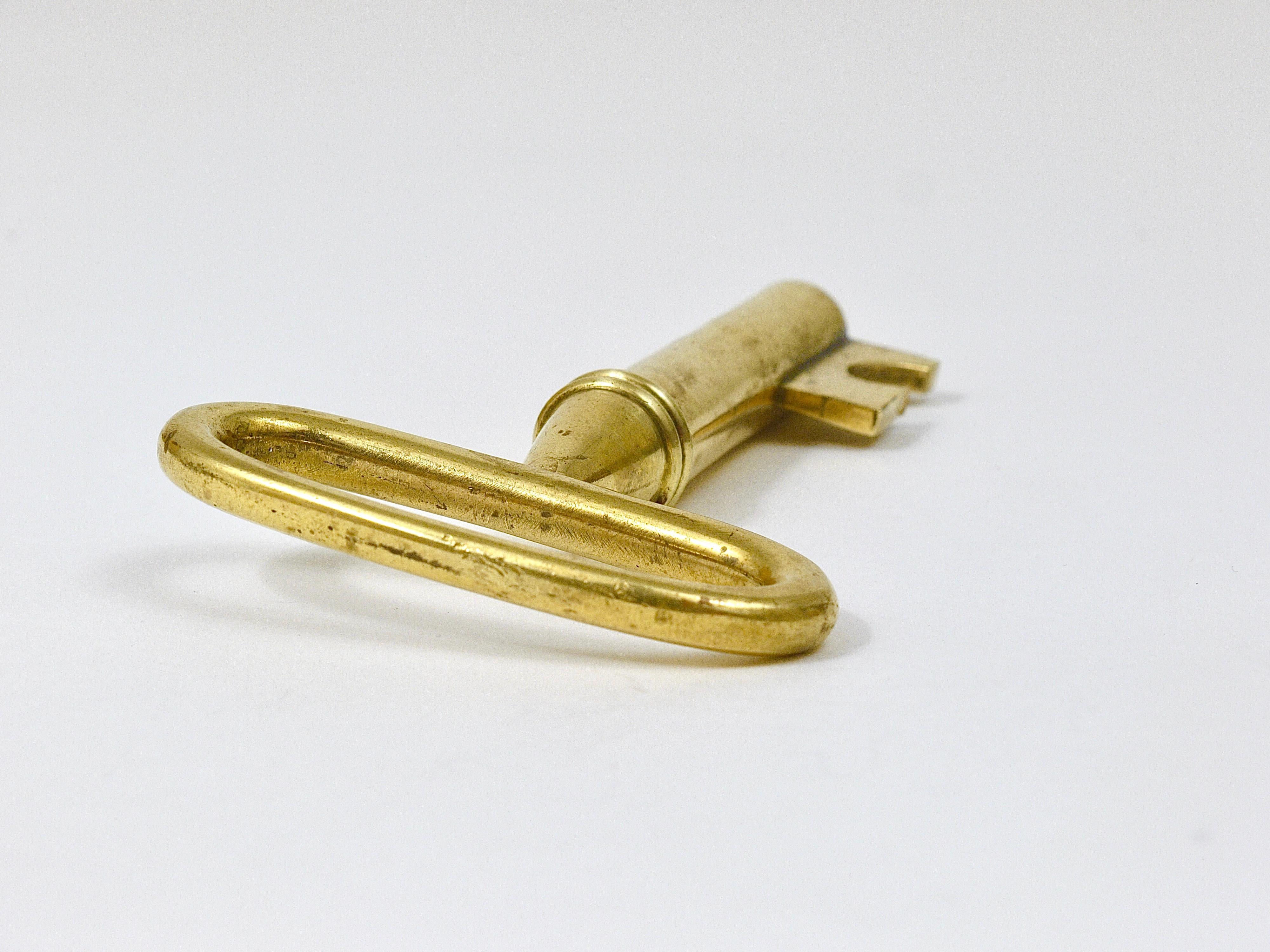 Carl Aubock Big Brass Key Cork Screw, Bottle Opener, Paperweight, Austria, 1950s For Sale 3