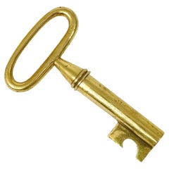 Retro Carl Aubock Big Brass Key Cork Screw, Bottle Opener, Paperweight, Austria, 1950s