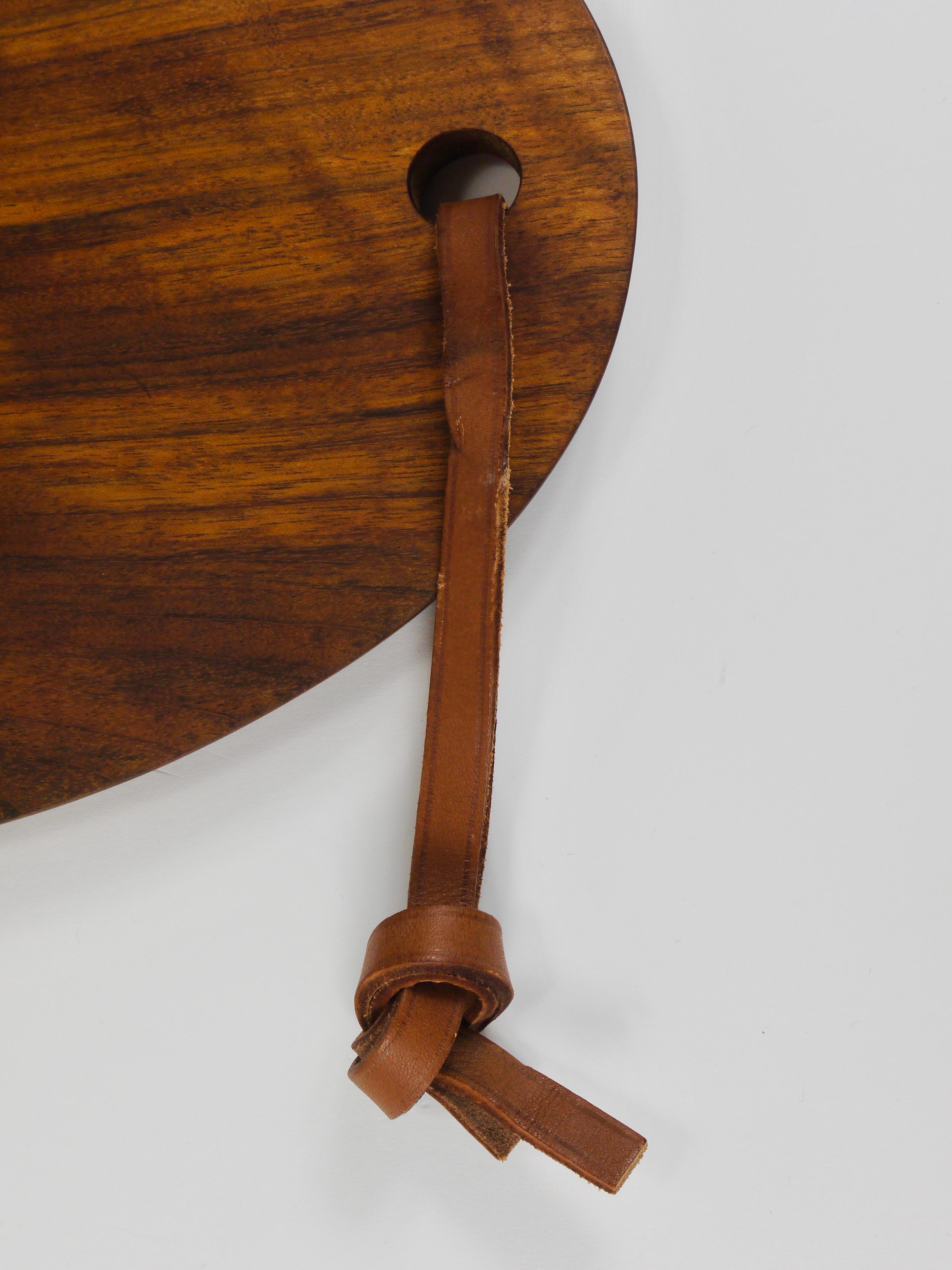 Carl Aubock Big Cutting Board with Amboss Knife, Wicker Handle, Walnut, Leather For Sale 6