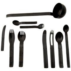 Retro Carl Auböck Black Flatware Culinar, 12 People, 81 Pieces, Collini Austria, 1979