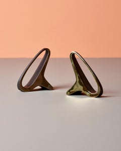 Carl Auböck Mid-Century Modern Brass Bookends, Patina Finish, 2000s