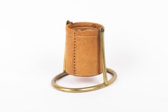 Carl Auböck Mid-Century Modern Brass and Leather Bottle Holder, 1960s