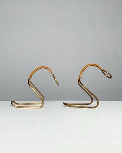 Carl Auböck Bottle Holder Wine Server Brass & Woven Cane Austria 1950s