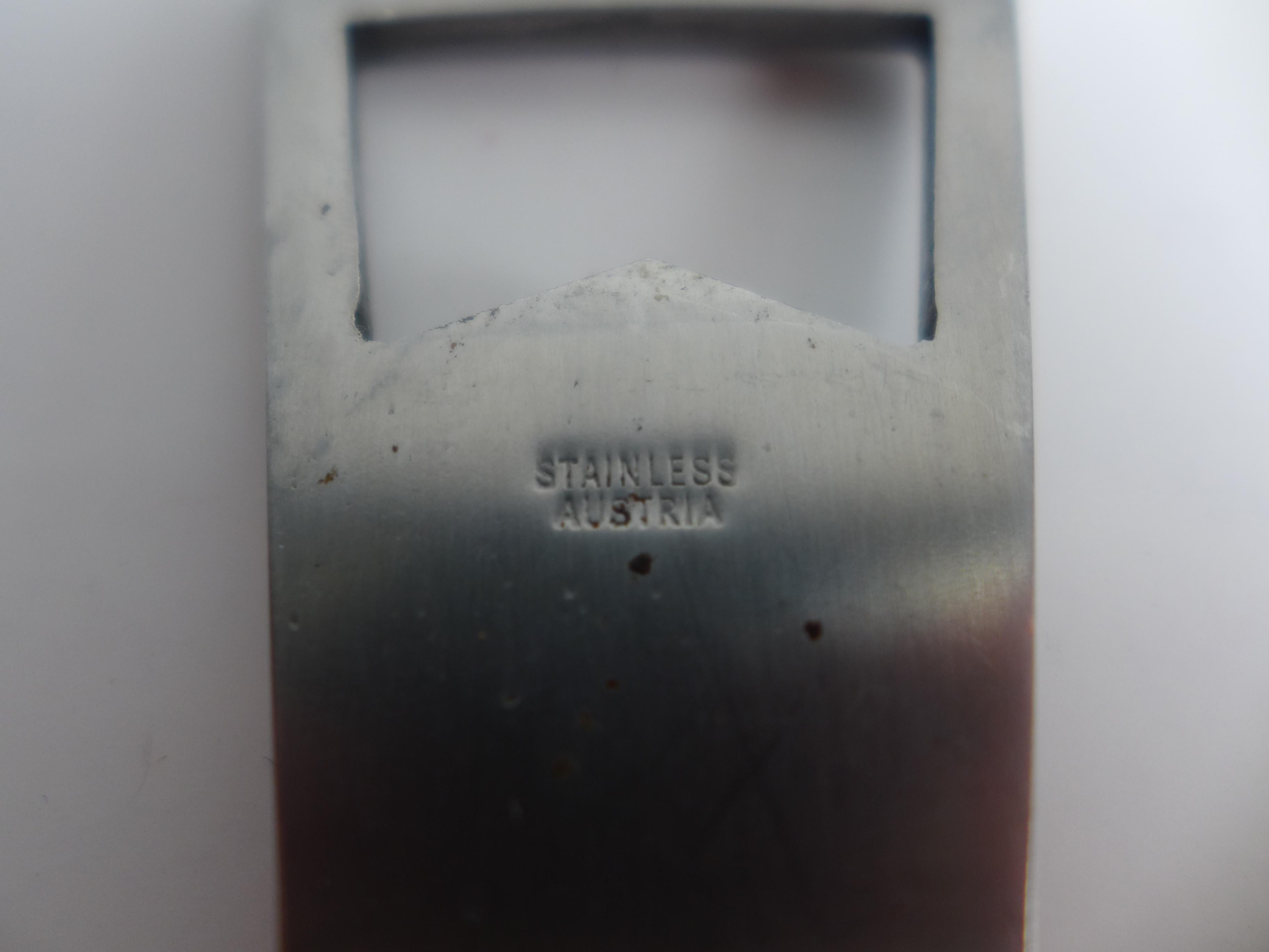 Style international Carl Auböck Bottle Opener, Austria, 1950s — Woven Bast Handle, Stainless Steel en vente