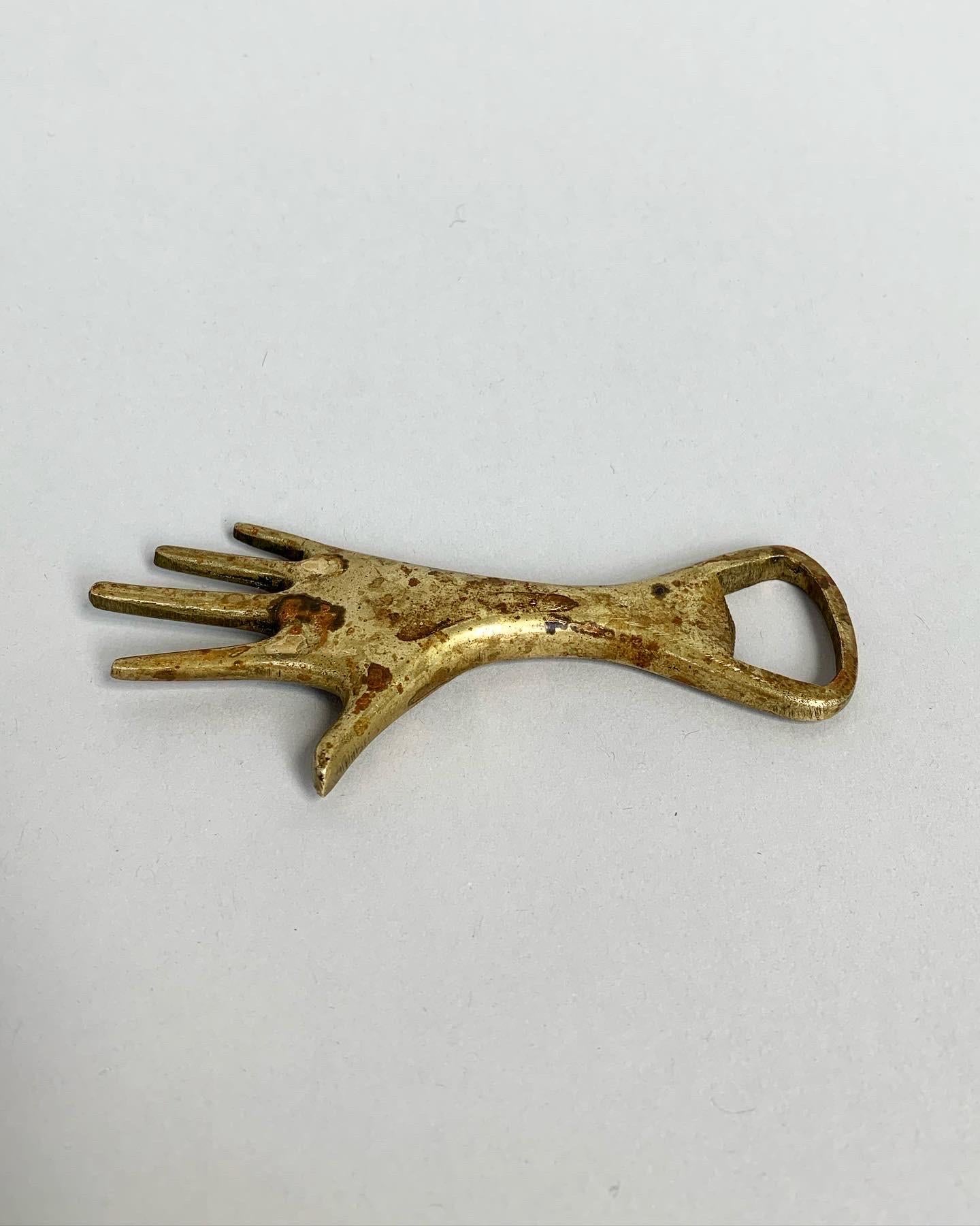 Mid-Century Modern Carl Auböck Bottle Opener Hand Brass Mid-Century Austria Design, 1950s