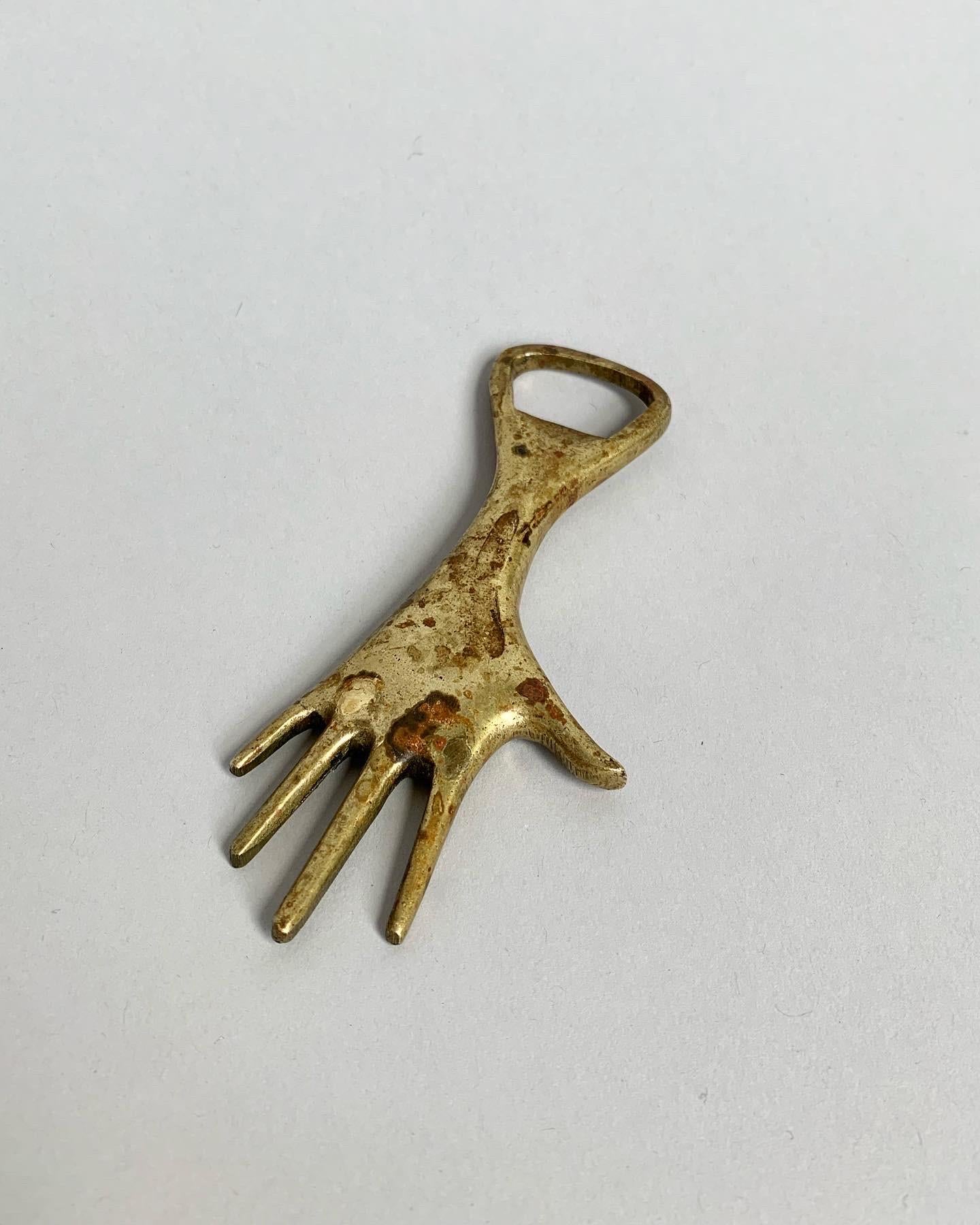 Austrian Carl Auböck Bottle Opener Hand Brass Mid-Century Austria Design, 1950s