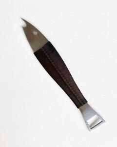 Carl Aubck Flaschenöffner Neptune Fisch Edelstahl & Leder 1960er Jahre