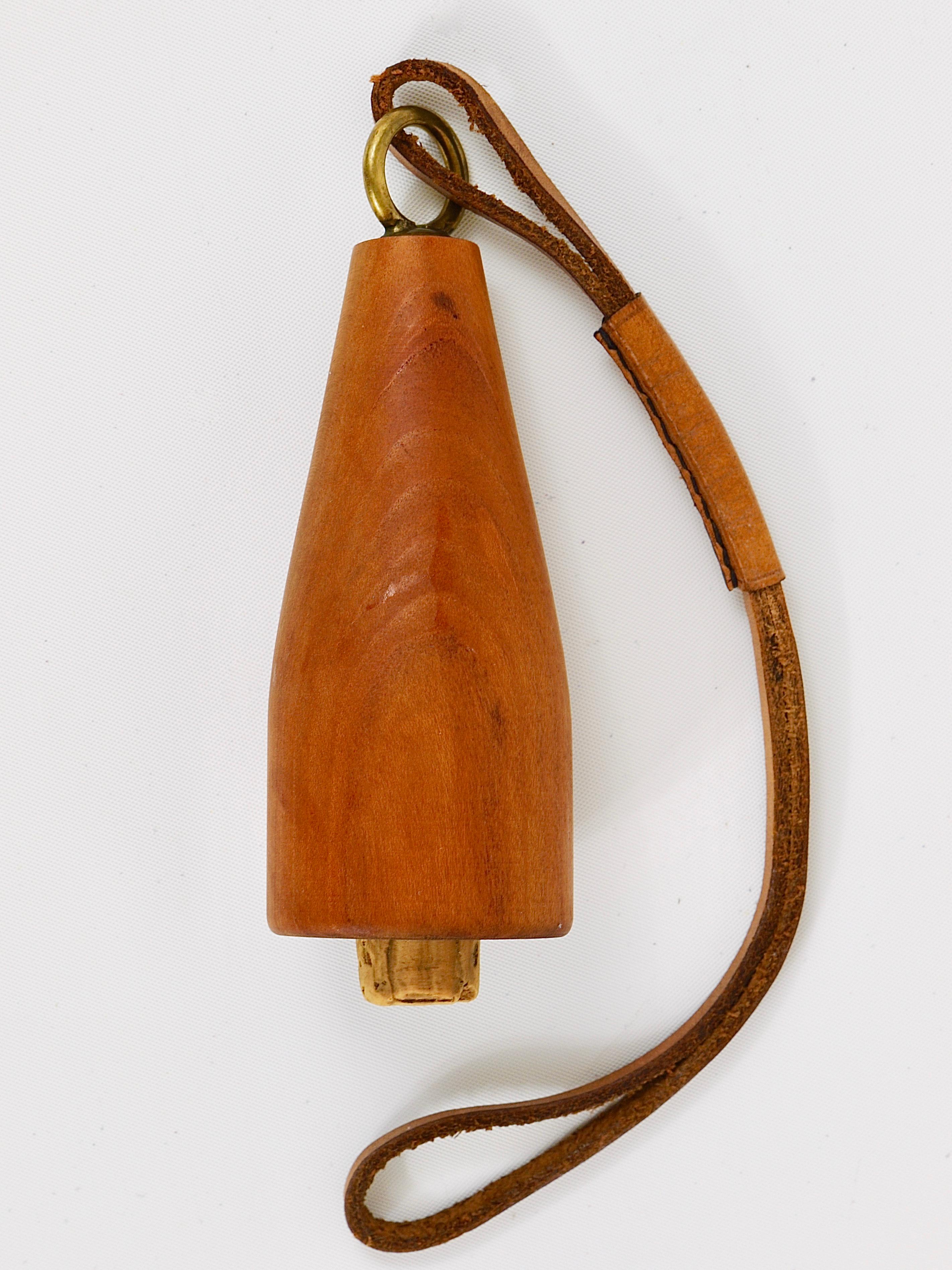 Mid-Century Modern Carl Auböck Bottle Stopper, Walnut, Brass, Leather, Cork, Austria, 1950s