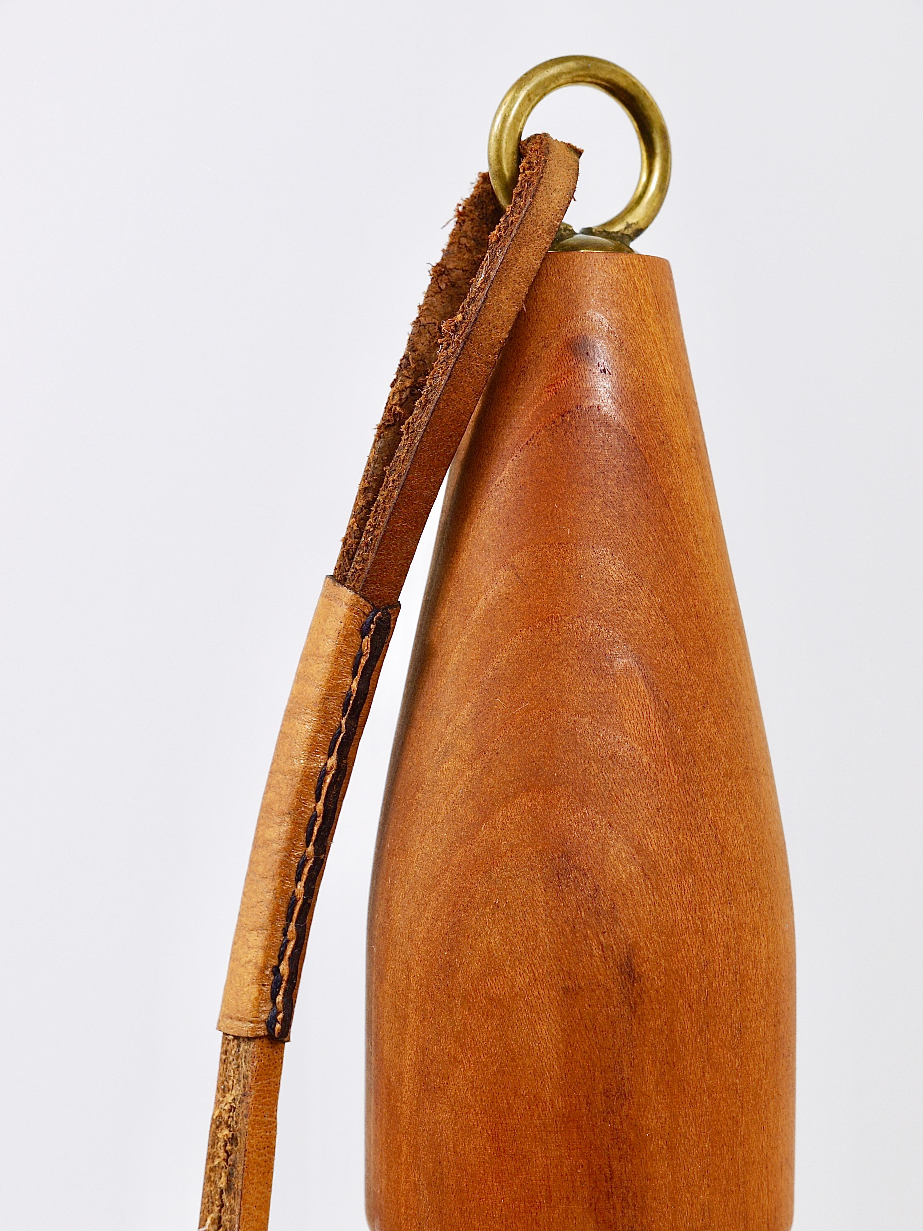 Carl Auböck Bottle Stopper, Walnut, Brass, Leather, Cork, Austria, 1950s 2
