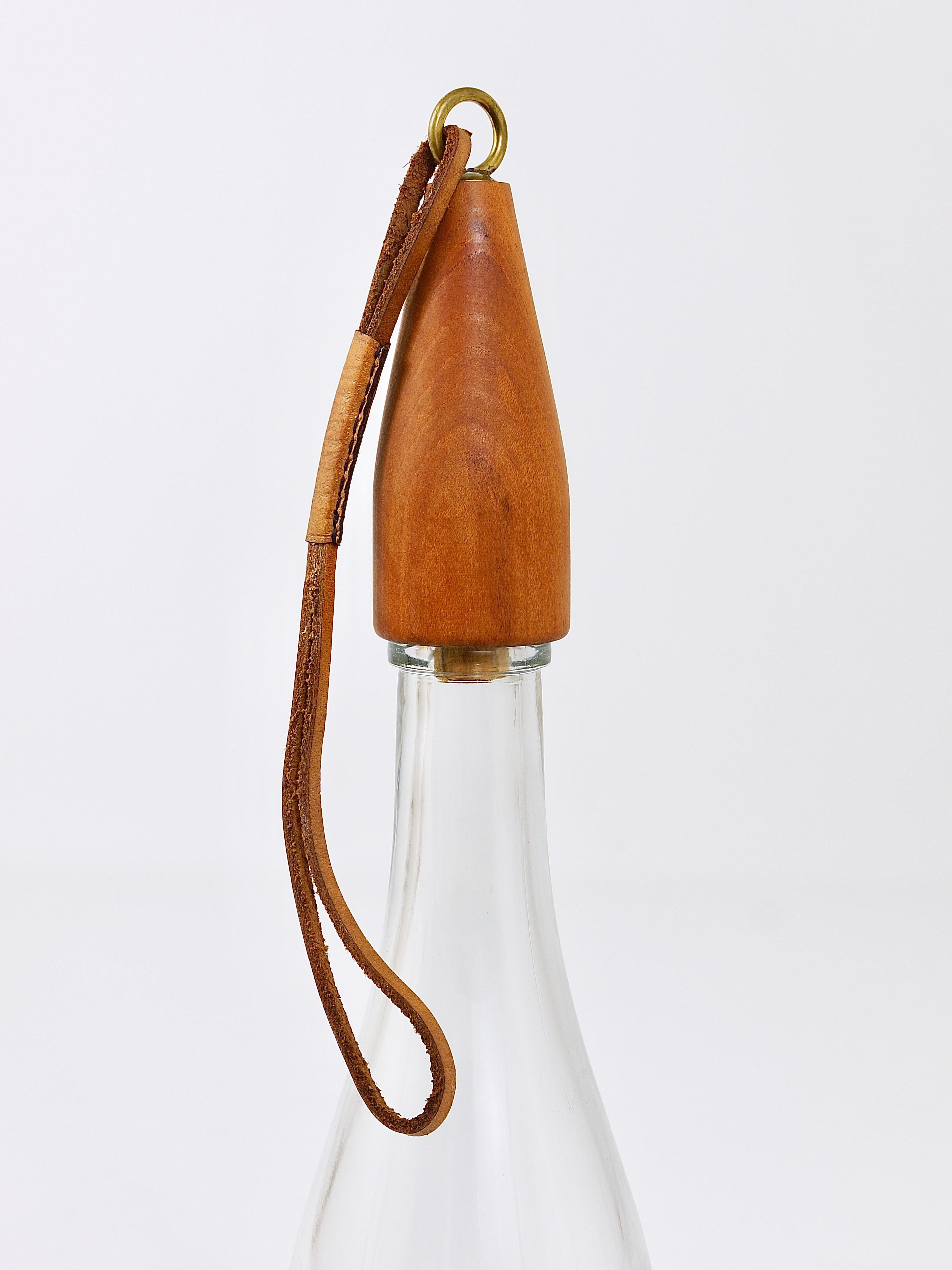 Carl Auböck Bottle Stopper, Walnut, Brass, Leather, Cork, Austria, 1950s 3
