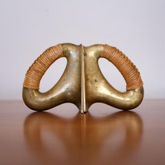 Carl Auböck Brass and Cane Bookends, 1950s