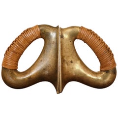 Carl Auböck Brass and Cane Bookends, 1950s