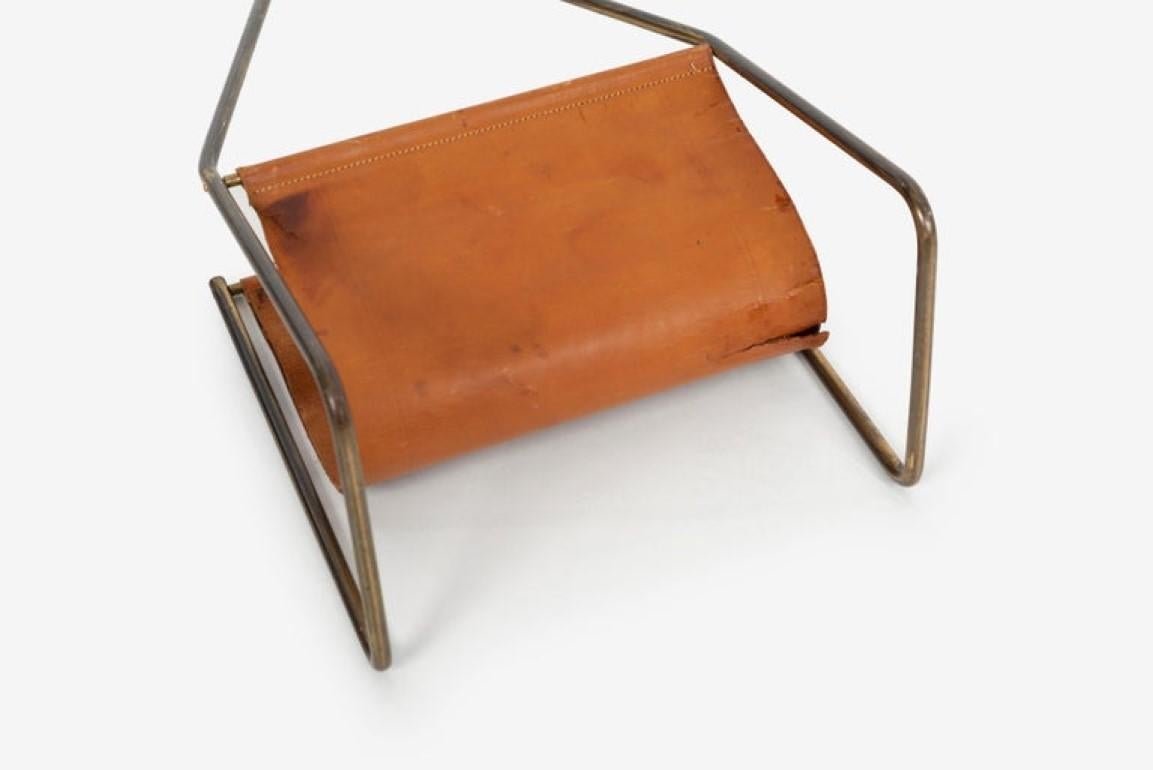 Carl Auböck Brass and Leather Magazine Rack For Sale 3