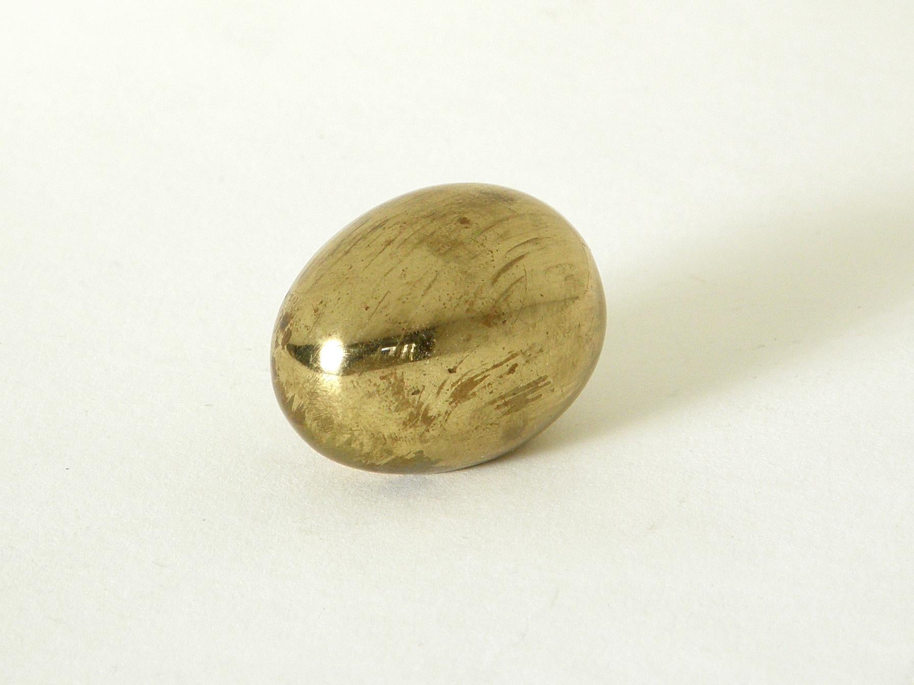 Austrian Carl Auböck Brass Bird Egg Paperweight in Wooden Gift Crate Austria, 1950s