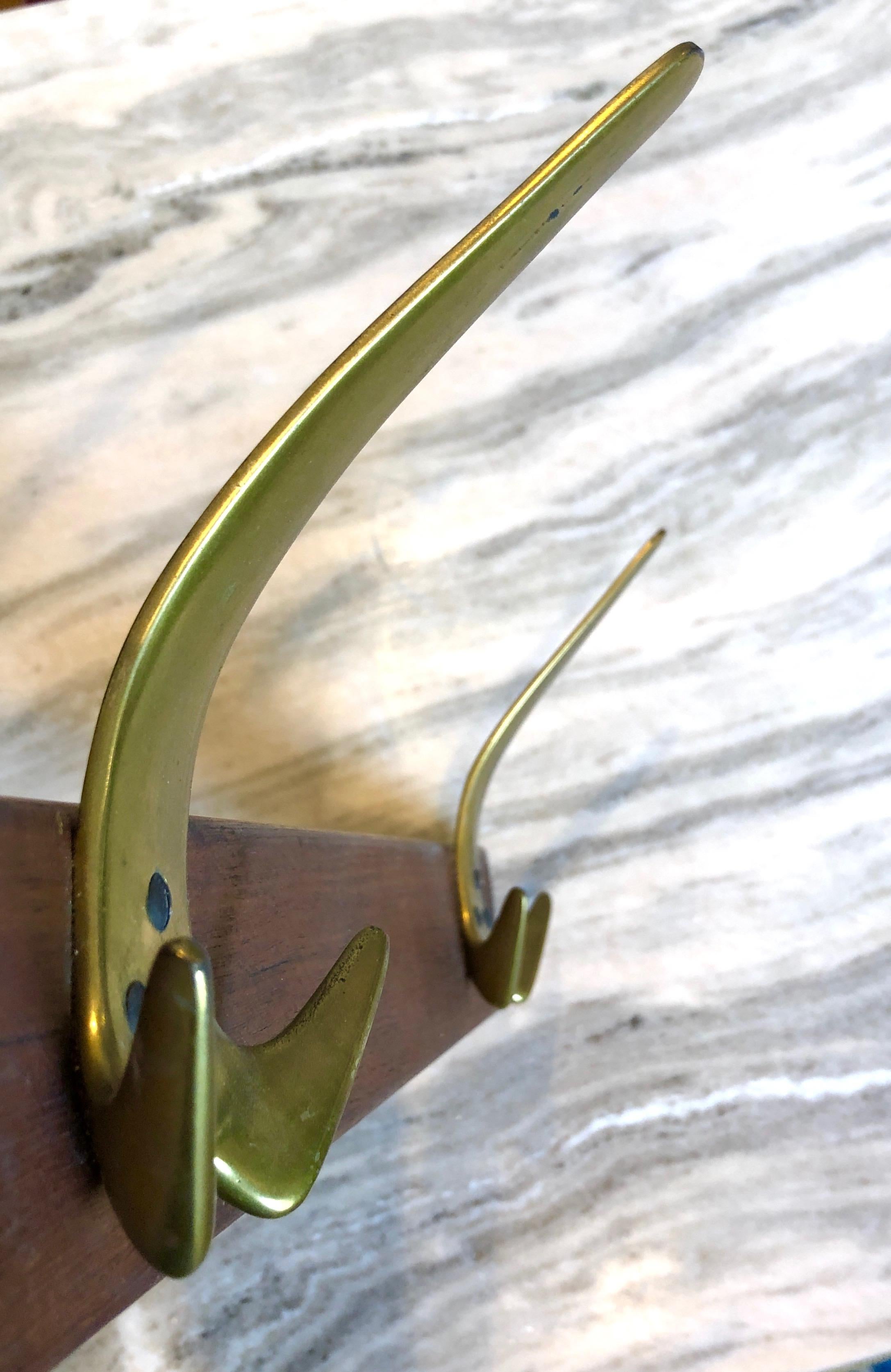 Carl Aubock Brass Coat Rack In Good Condition For Sale In Brooklyn, NY
