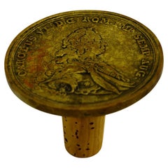 Vintage Carl Aubock Brass Coin Bottle Stopper, Austria, 1950s