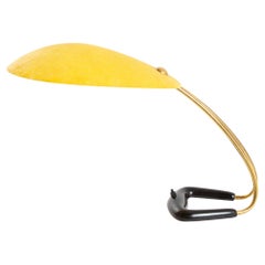 Brass Desk Lamp with Yellow Fiberglass Diffuser