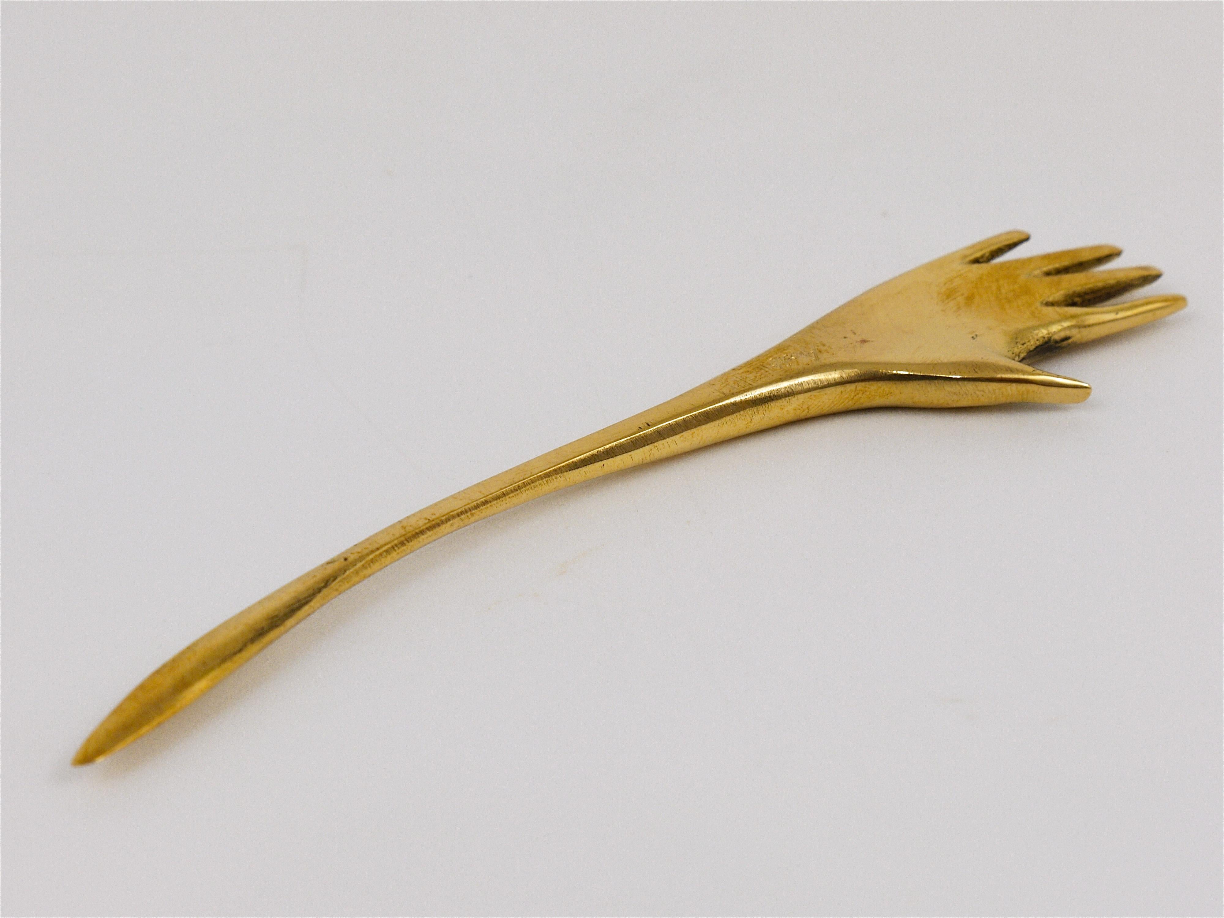 Mid-Century Modern Carl Auböck Brass Hand Letter Opener Letter Knife #7208 For Sale