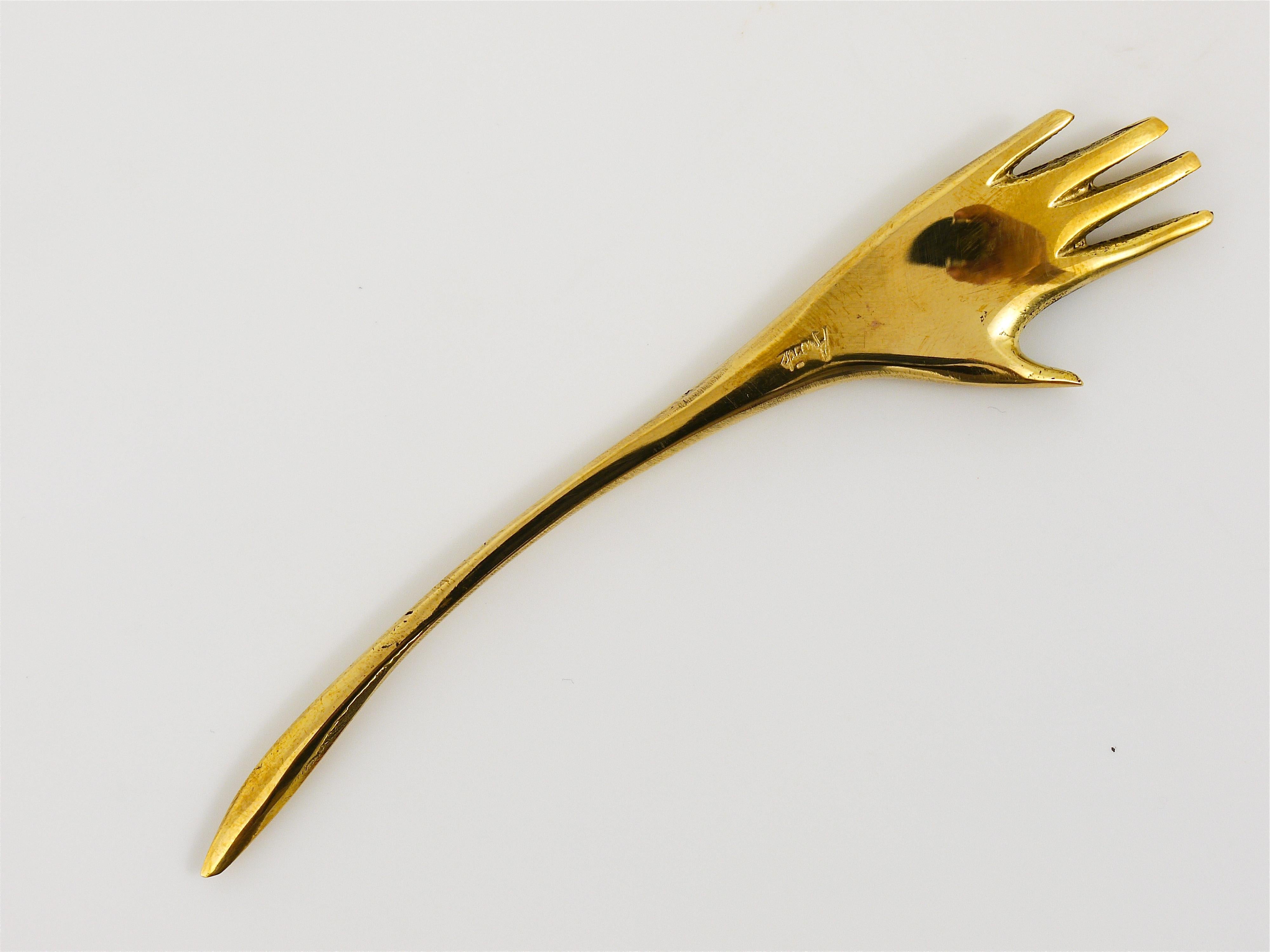 Polished Carl Auböck Brass Hand Letter Opener Letter Knife #7208 For Sale