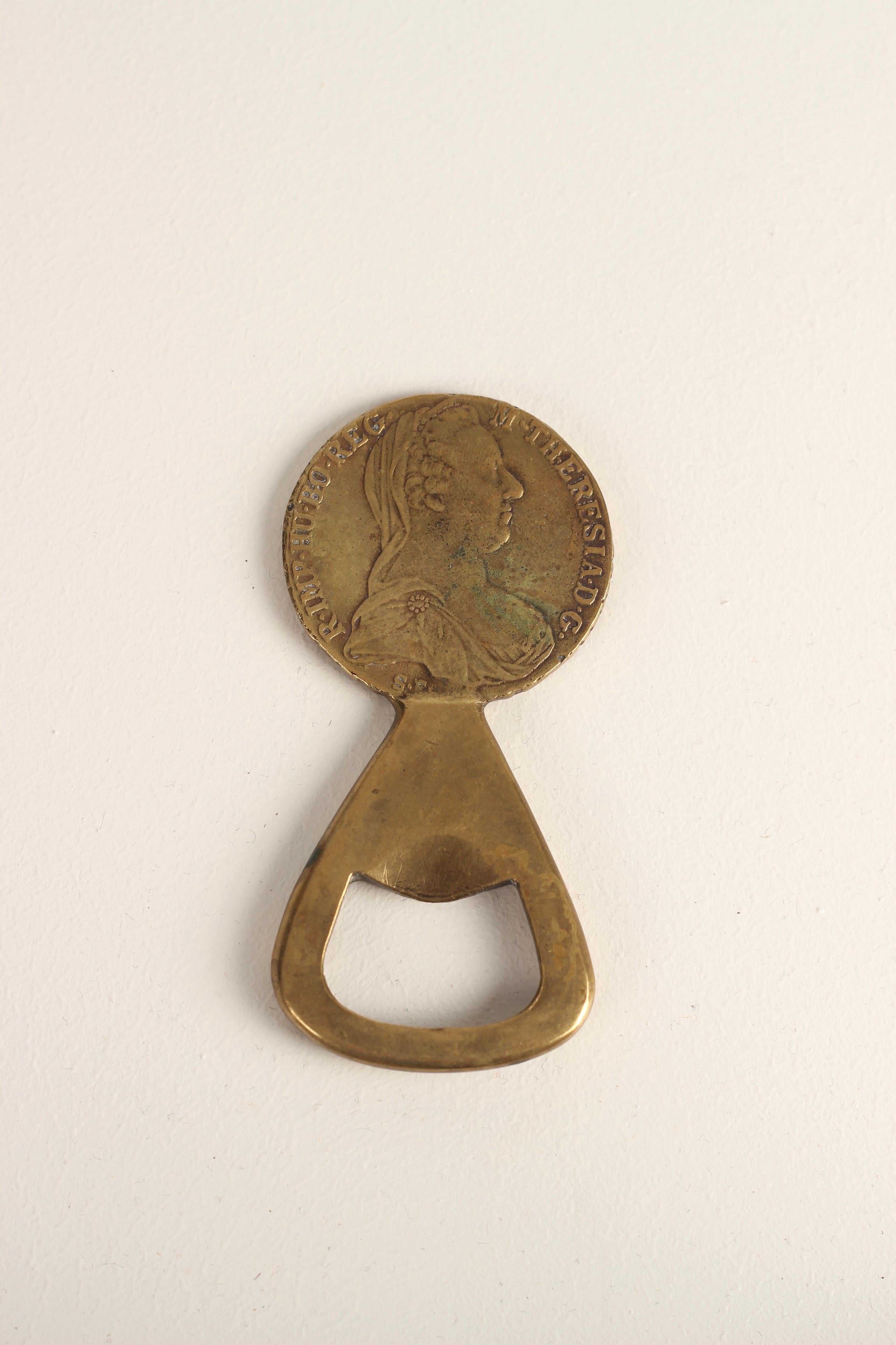 Carl Aubock Brass Maria Theresia Thaler Coin Bottle Opener, Austria, 1950s In Good Condition In London, GB
