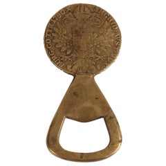 Carl Aubock Brass Maria Theresia Thaler Coin Bottle Opener, Austria, 1950s