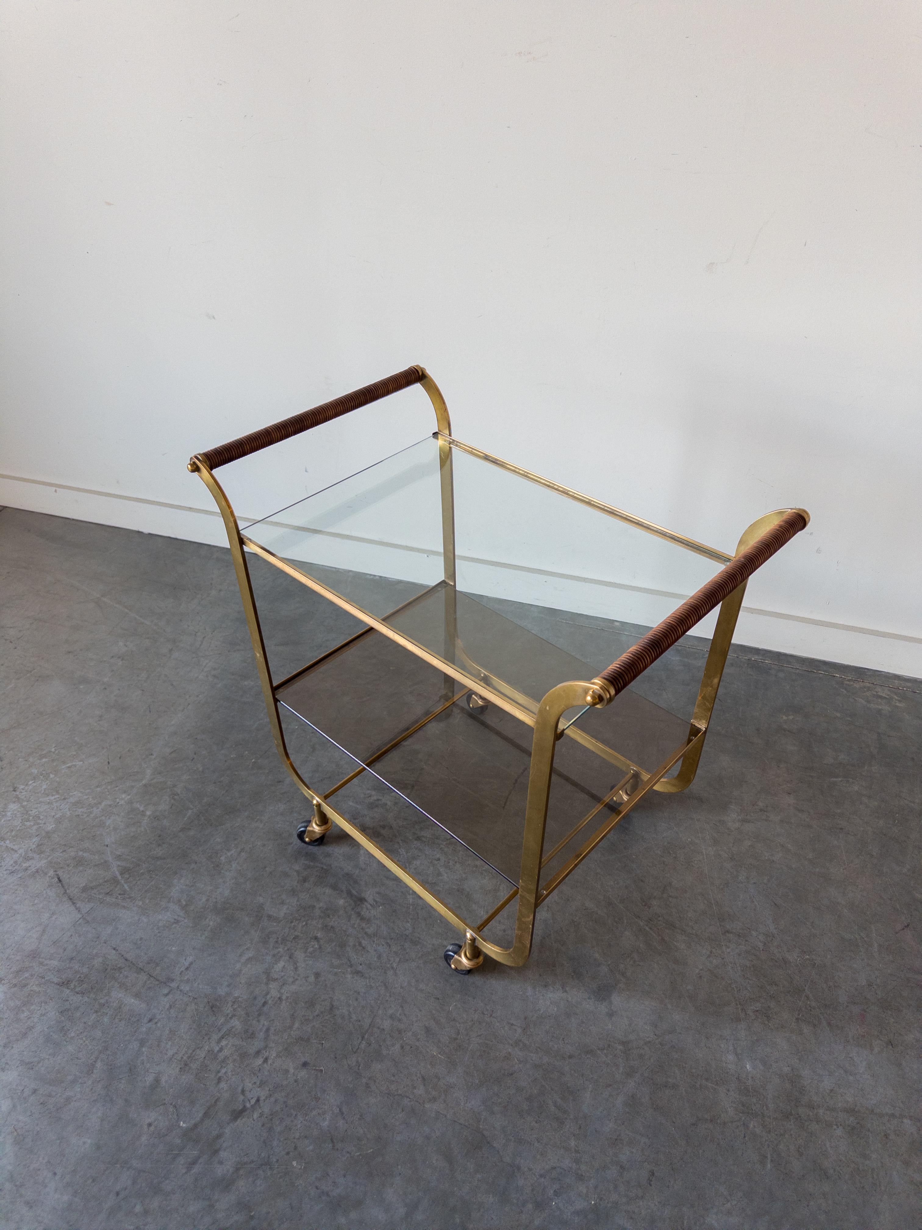 Mid-Century Modern Carl Auböck Brass Serving Trolley, Austria, 1960s For Sale