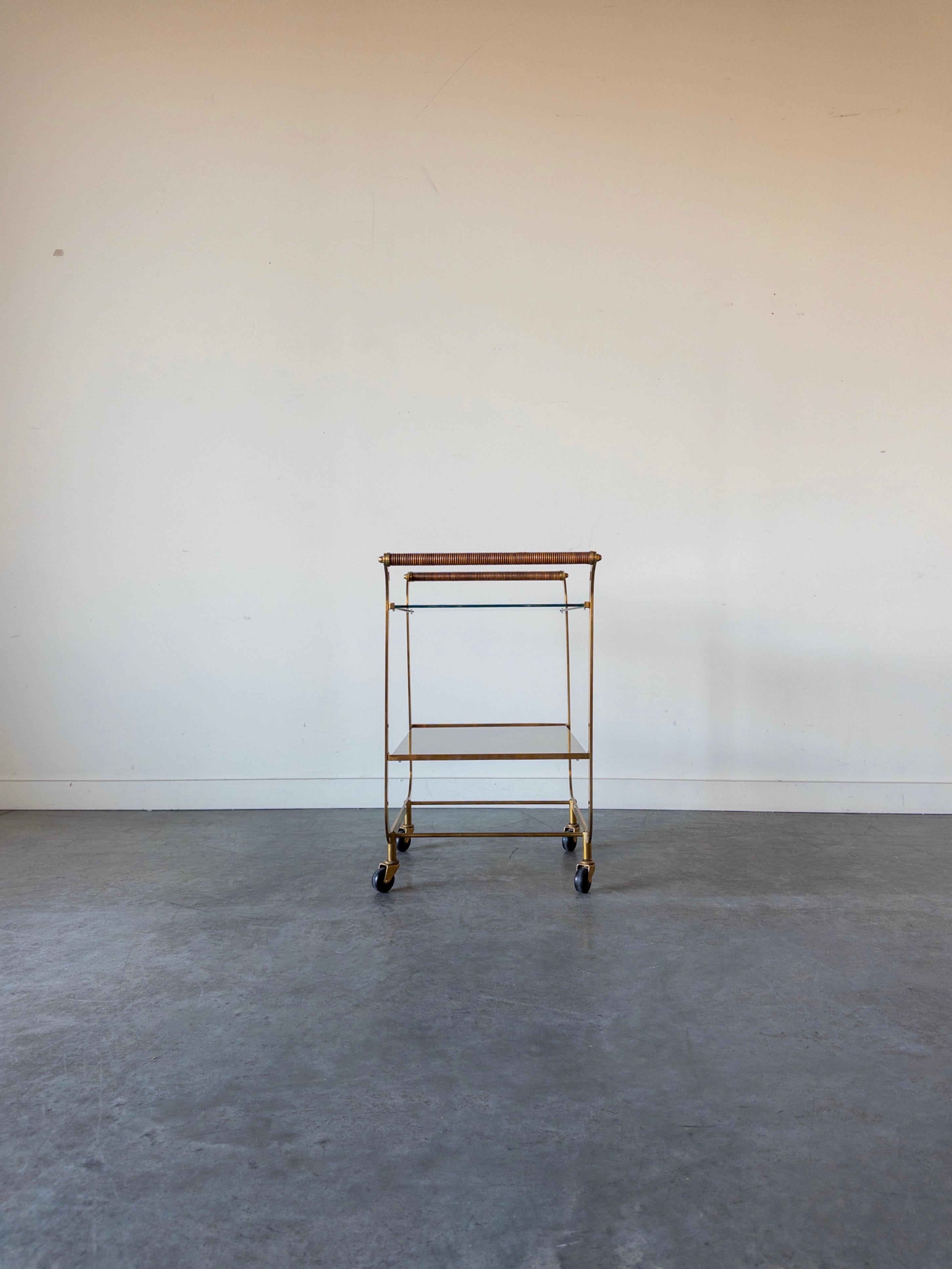 Carl Auböck Brass Serving Trolley, Austria, 1960s In Good Condition For Sale In New York, NY