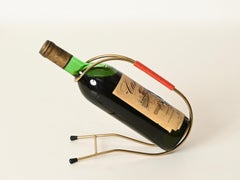 Carl Auböck Brass Wine Bottle Holder with Red Coral Handle, Austria, 1950s